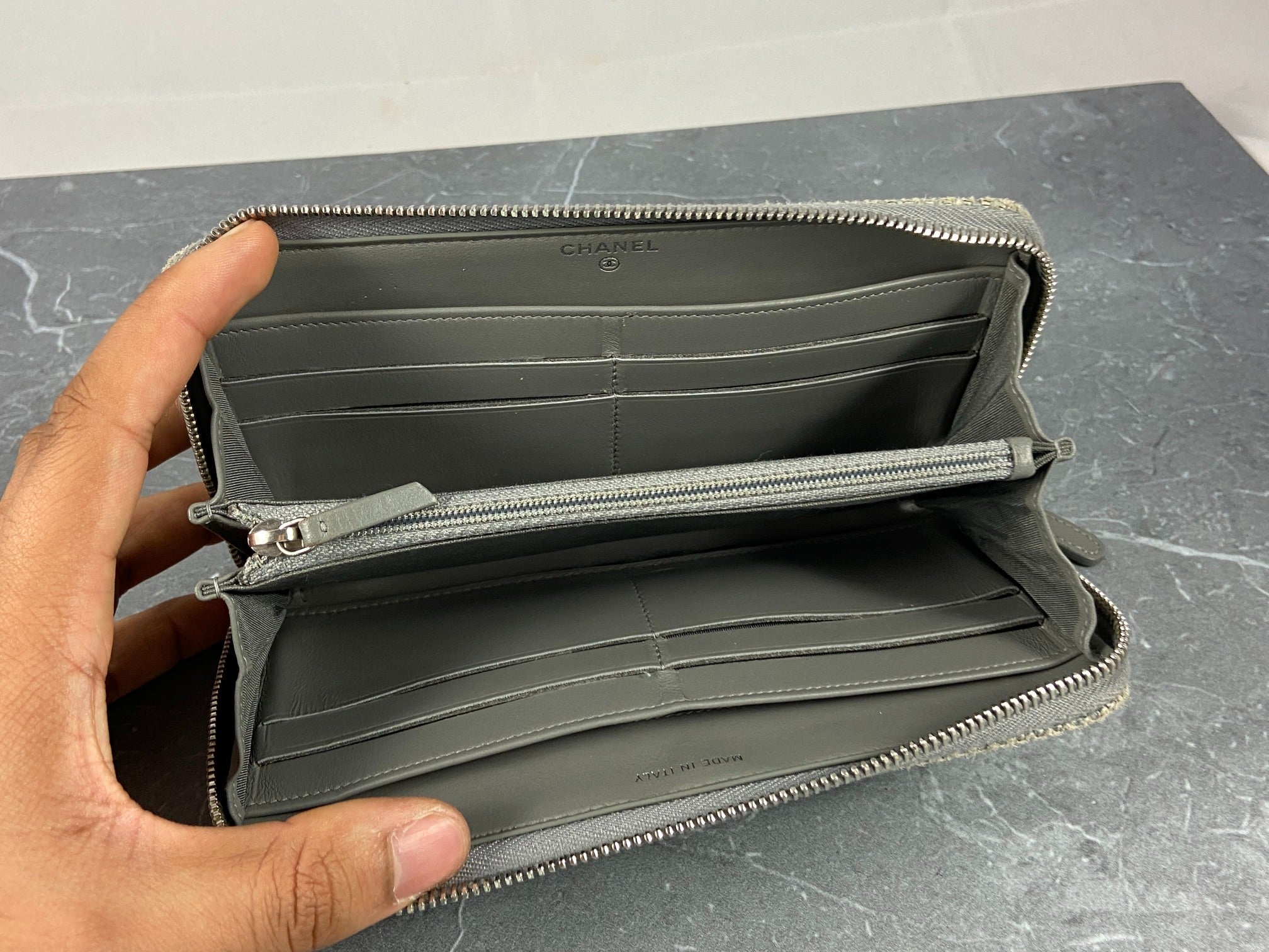 Chanel Deauville Zippy Wallet Grey