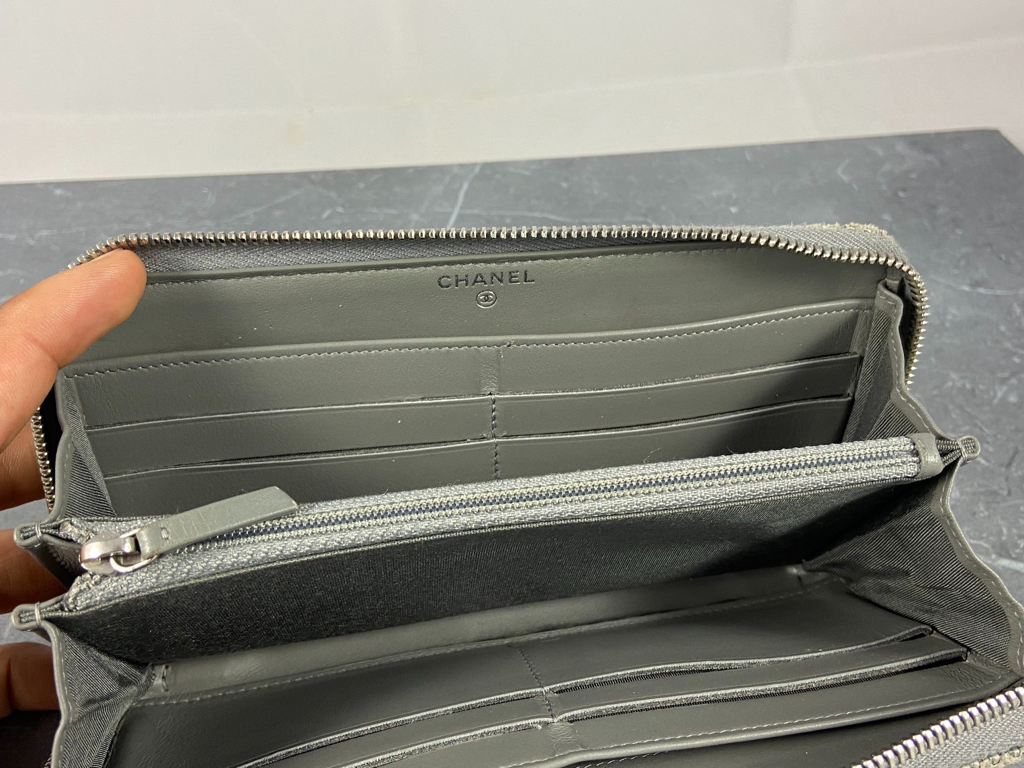 Chanel Deauville Zippy Wallet Grey