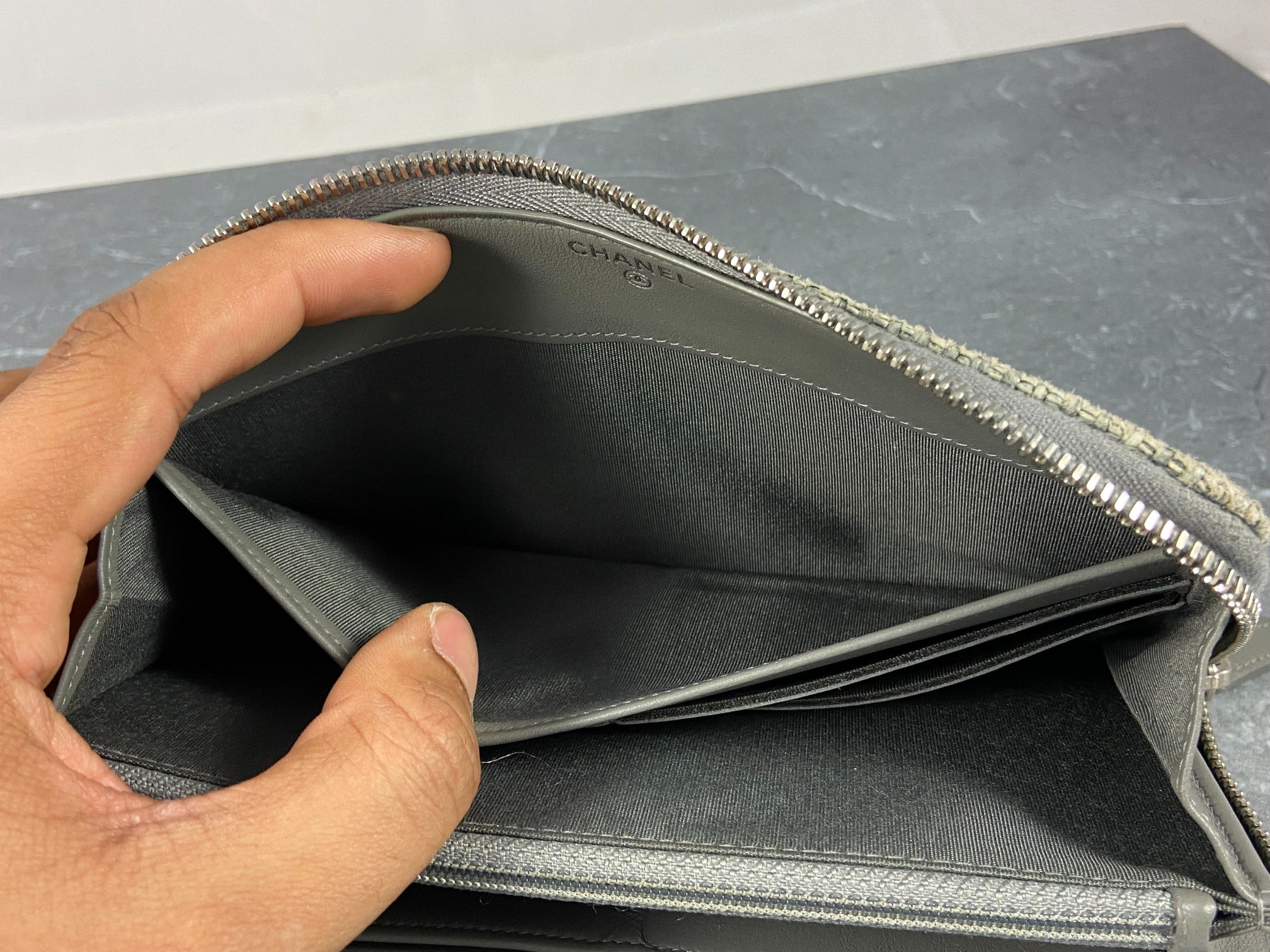 Chanel Deauville Zippy Wallet Grey