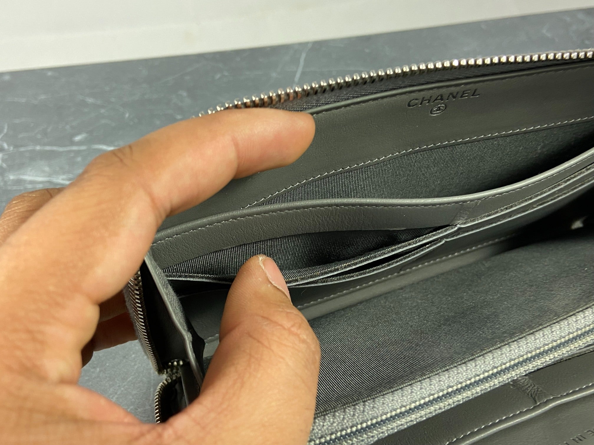 Chanel Deauville Zippy Wallet Grey