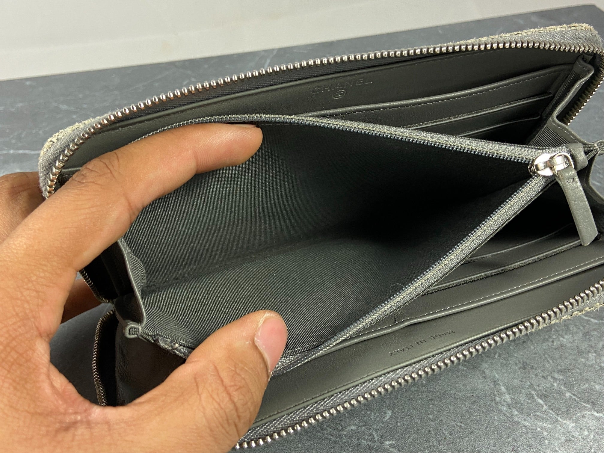 Chanel Deauville Zippy Wallet Grey