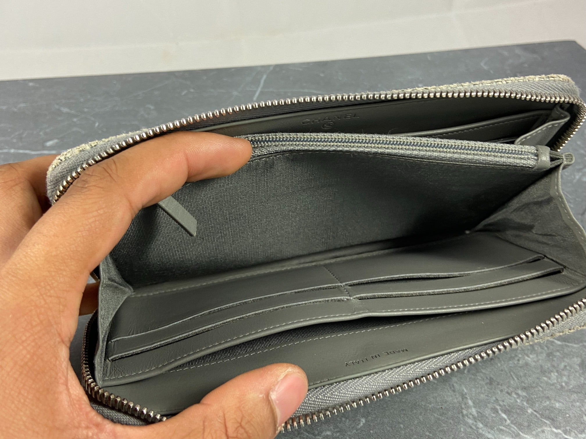 Chanel Deauville Zippy Wallet Grey