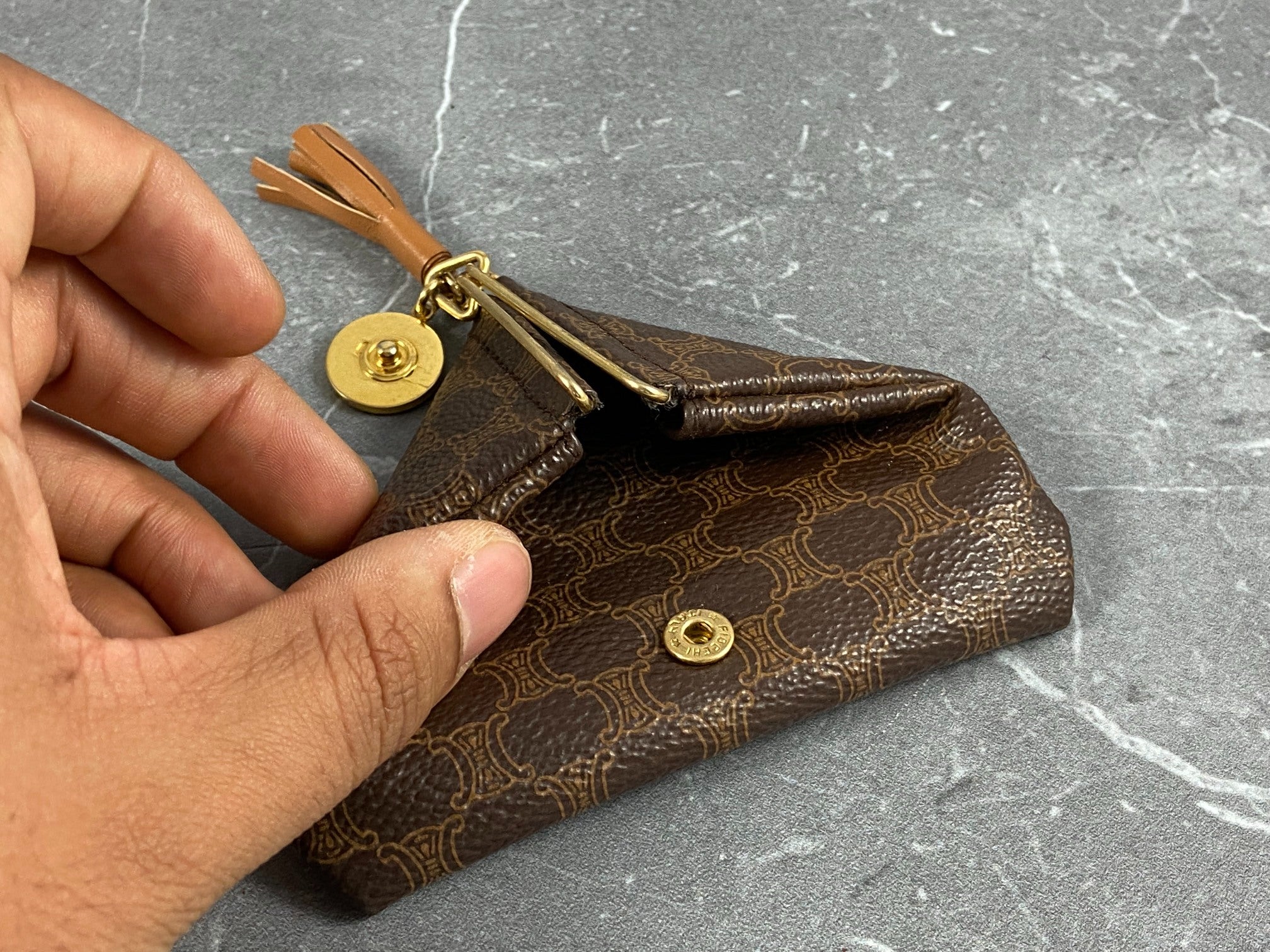 Celine Macadam Coin Purse Brown
