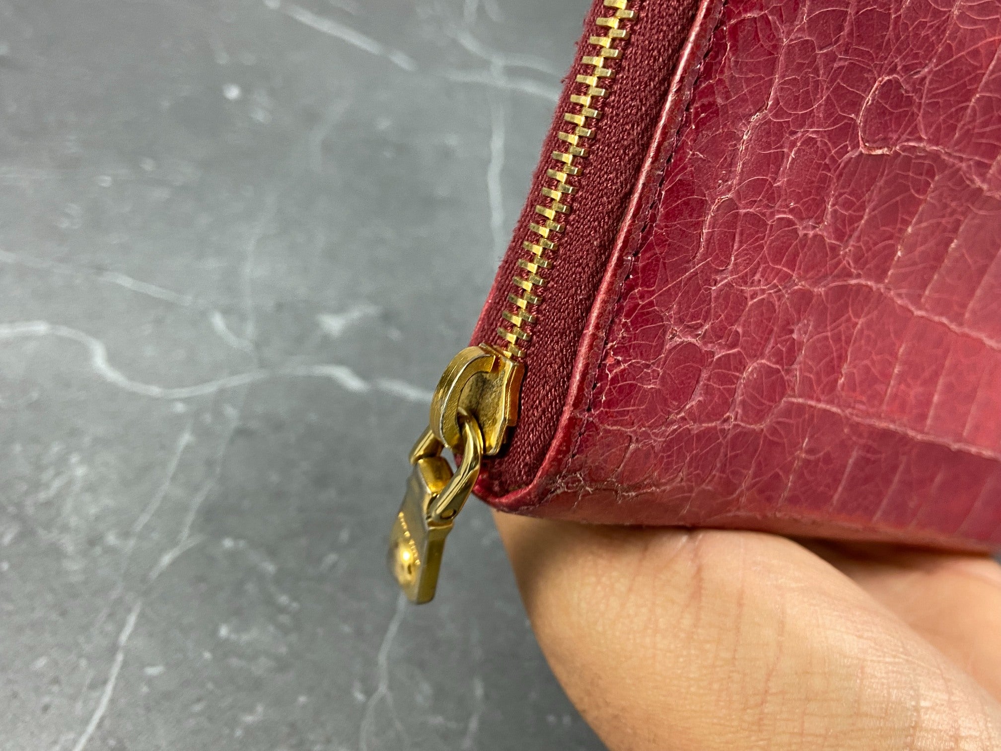 Miu Miu Long Zippy Wallet Pink Crocodile Pattern