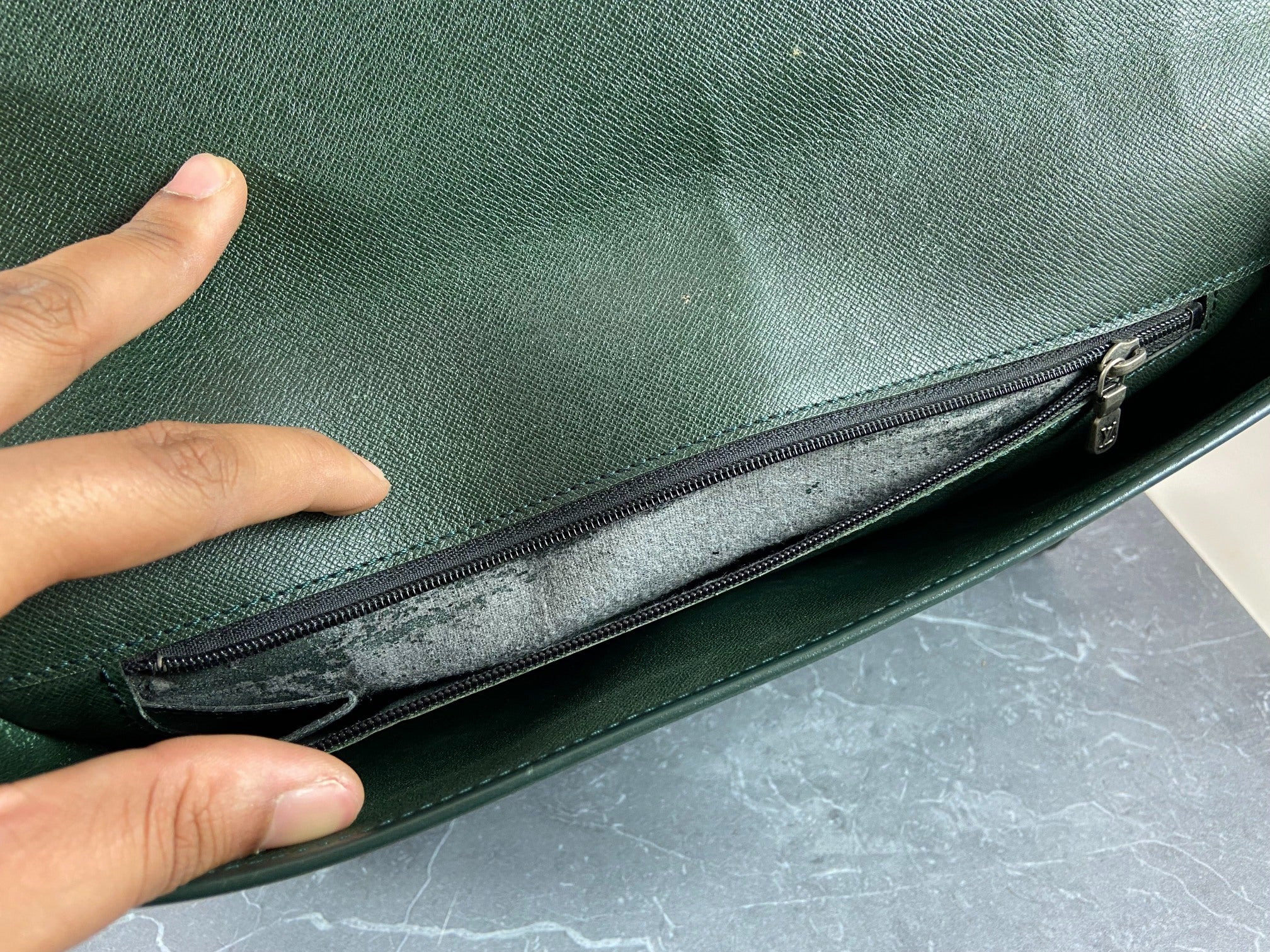 Louis Vuitton Volga Laptop Bag Green Taiga Leather