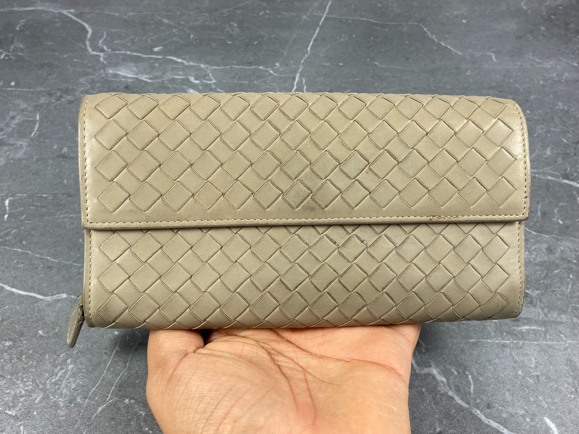 Bottega Veneta Woven Zip-Around Wallet Black