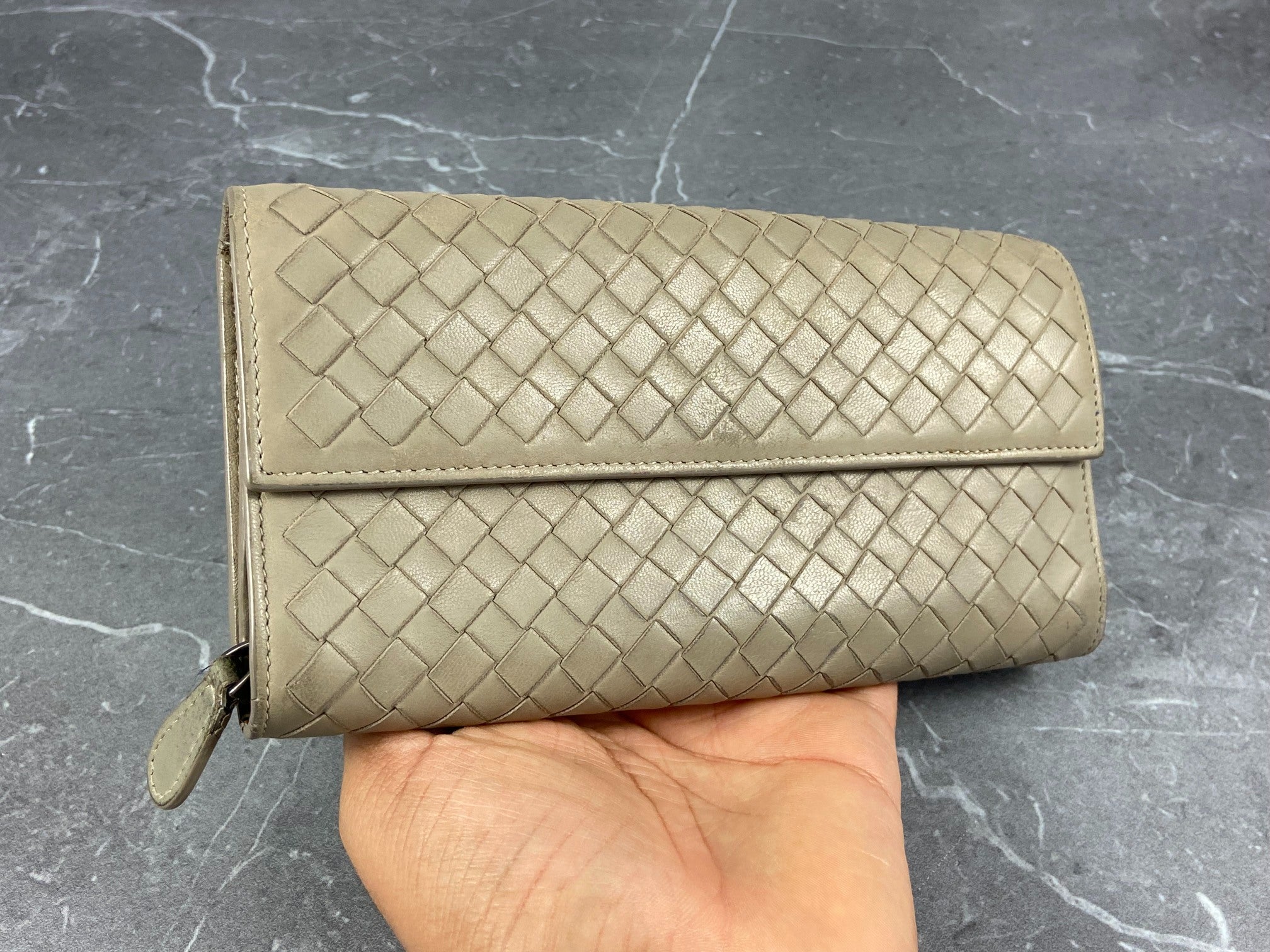 Bottega Veneta Woven Zip-Around Wallet Black