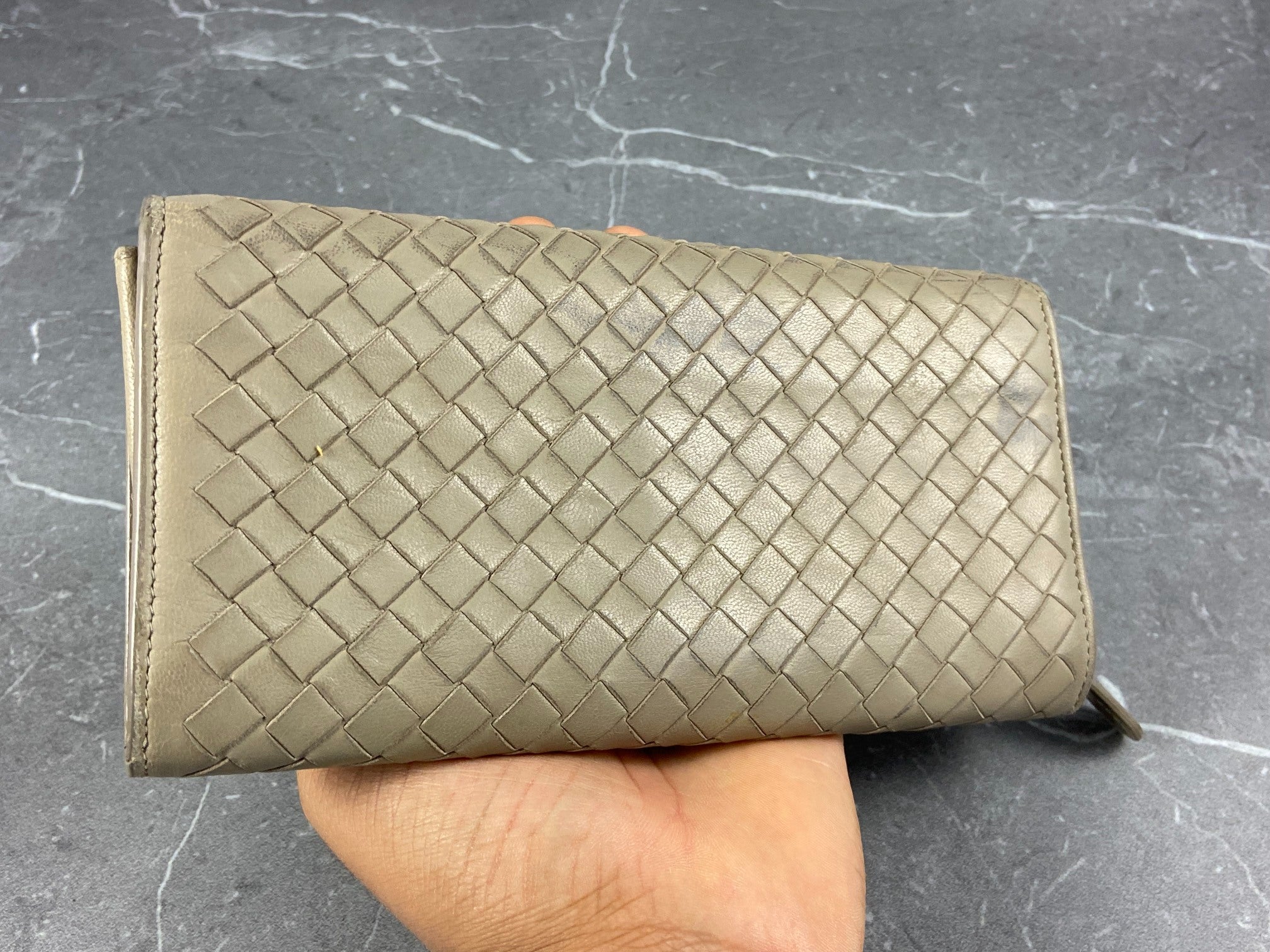 Bottega Veneta Woven Zip-Around Wallet Black