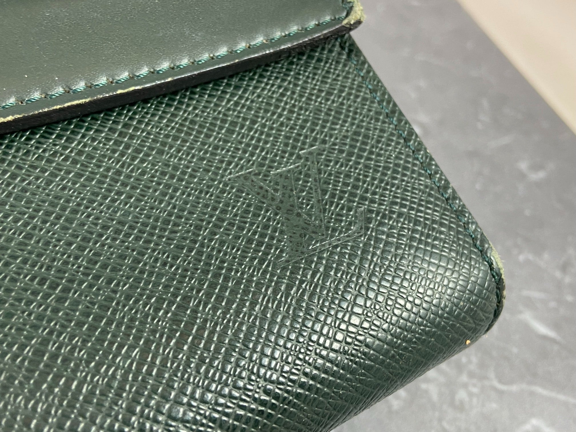 Louis Vuitton Volga Laptop Bag Green Taiga Leather