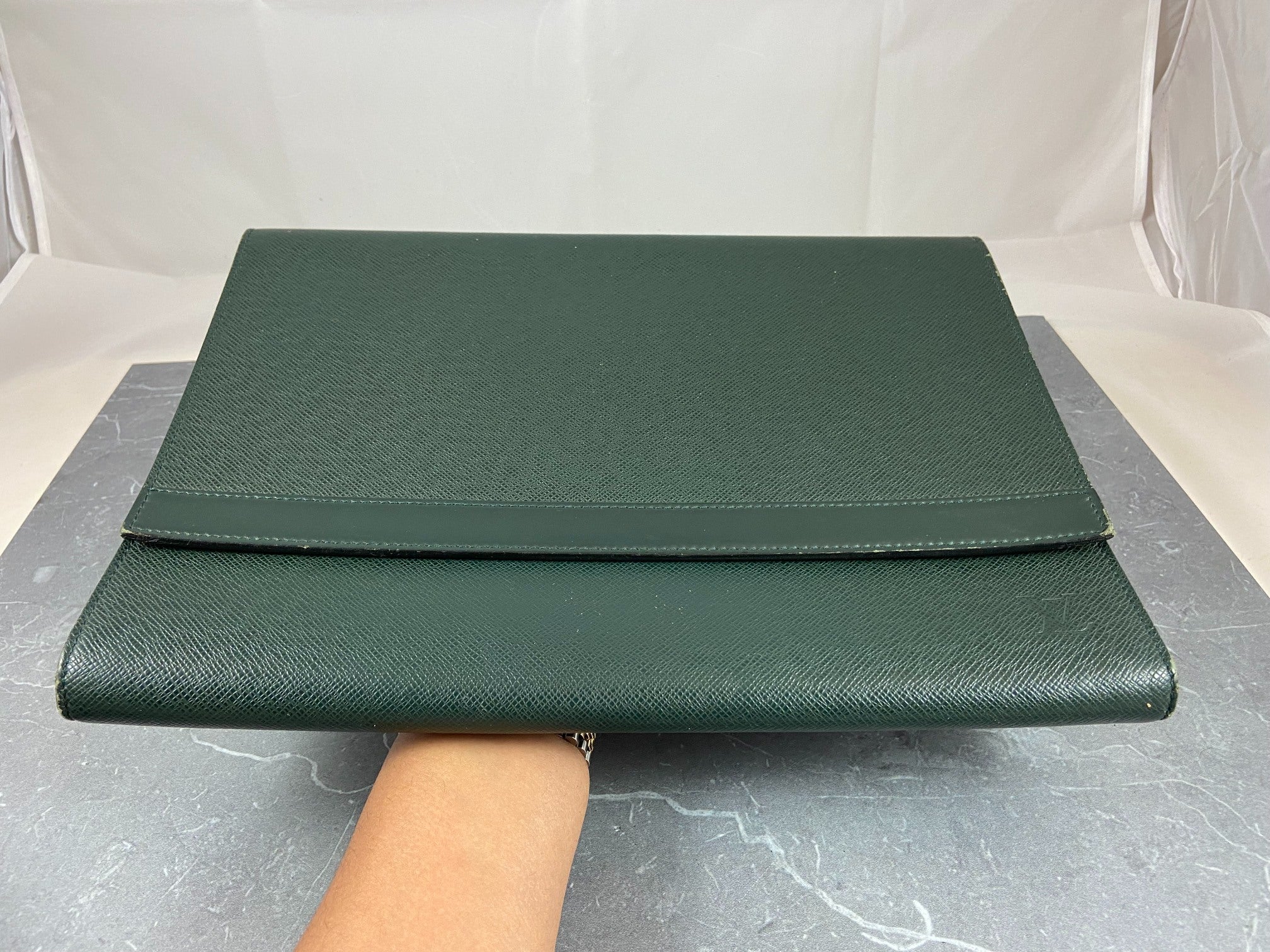 Louis Vuitton Volga Laptop Bag Green Taiga Leather