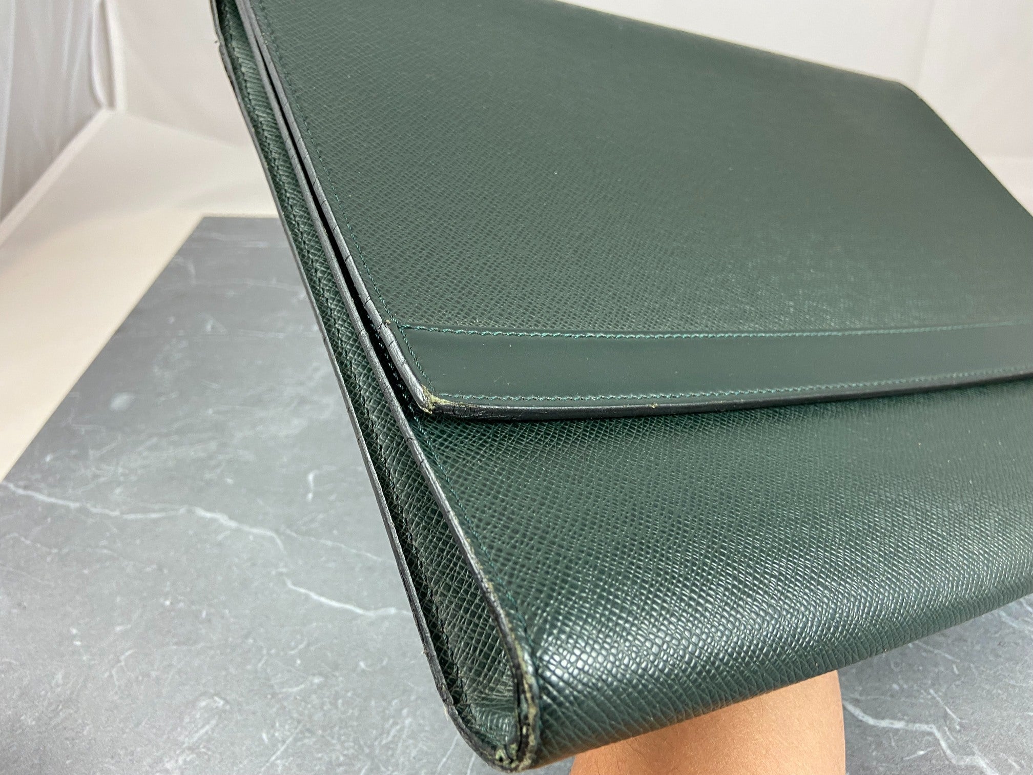 Louis Vuitton Volga Laptop Bag Green Taiga Leather