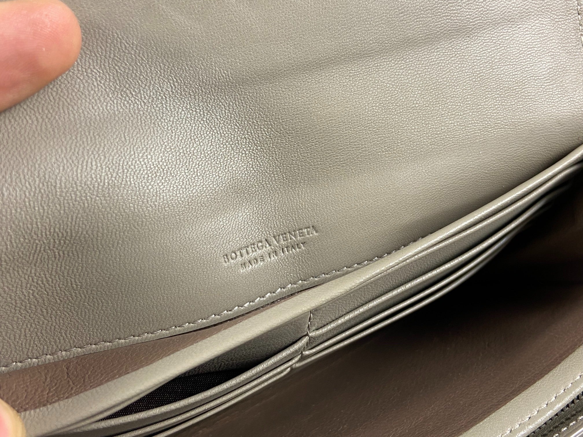 Bottega Veneta Woven Zip-Around Wallet Black