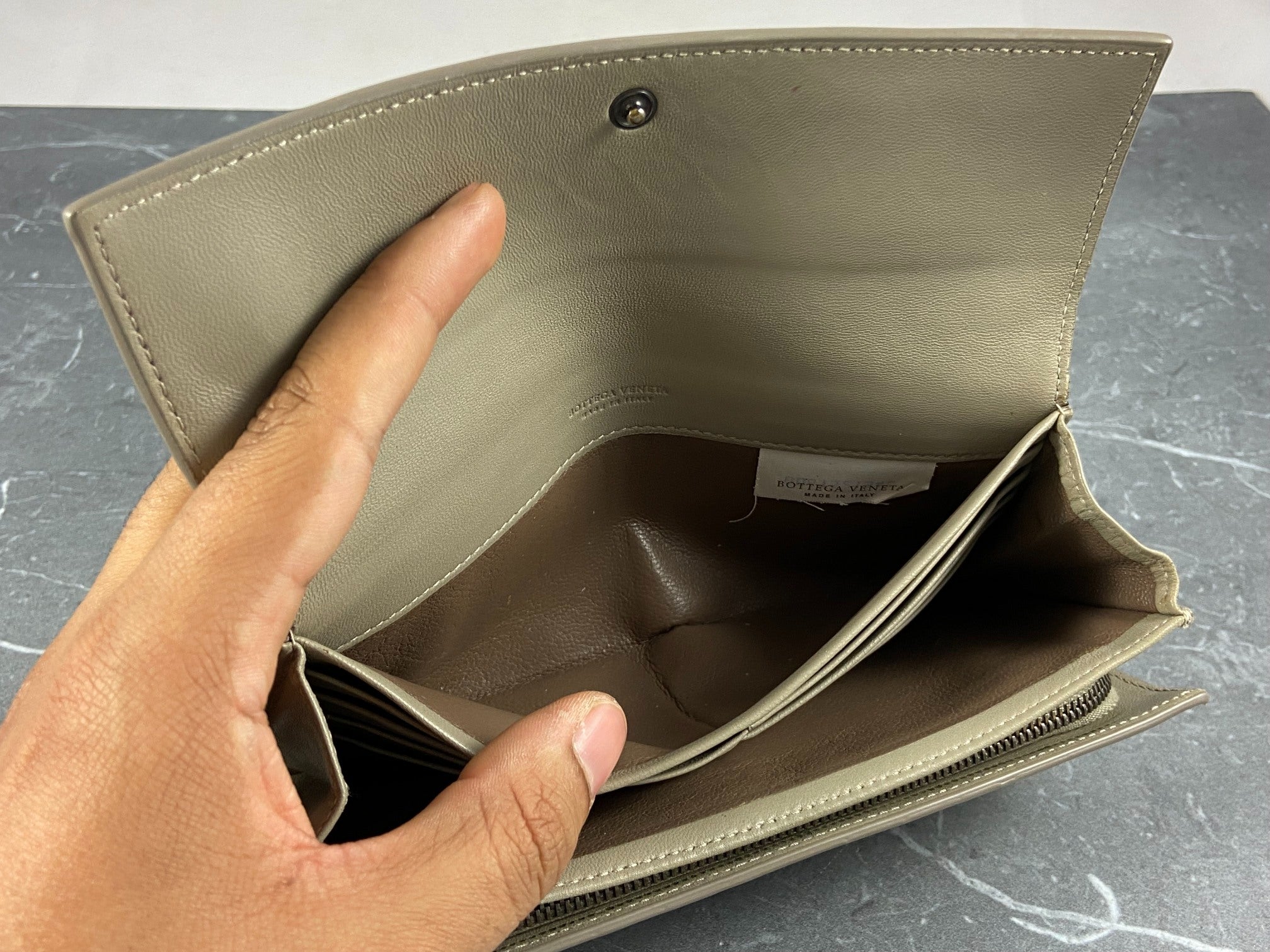 Bottega Veneta Woven Zip-Around Wallet Black