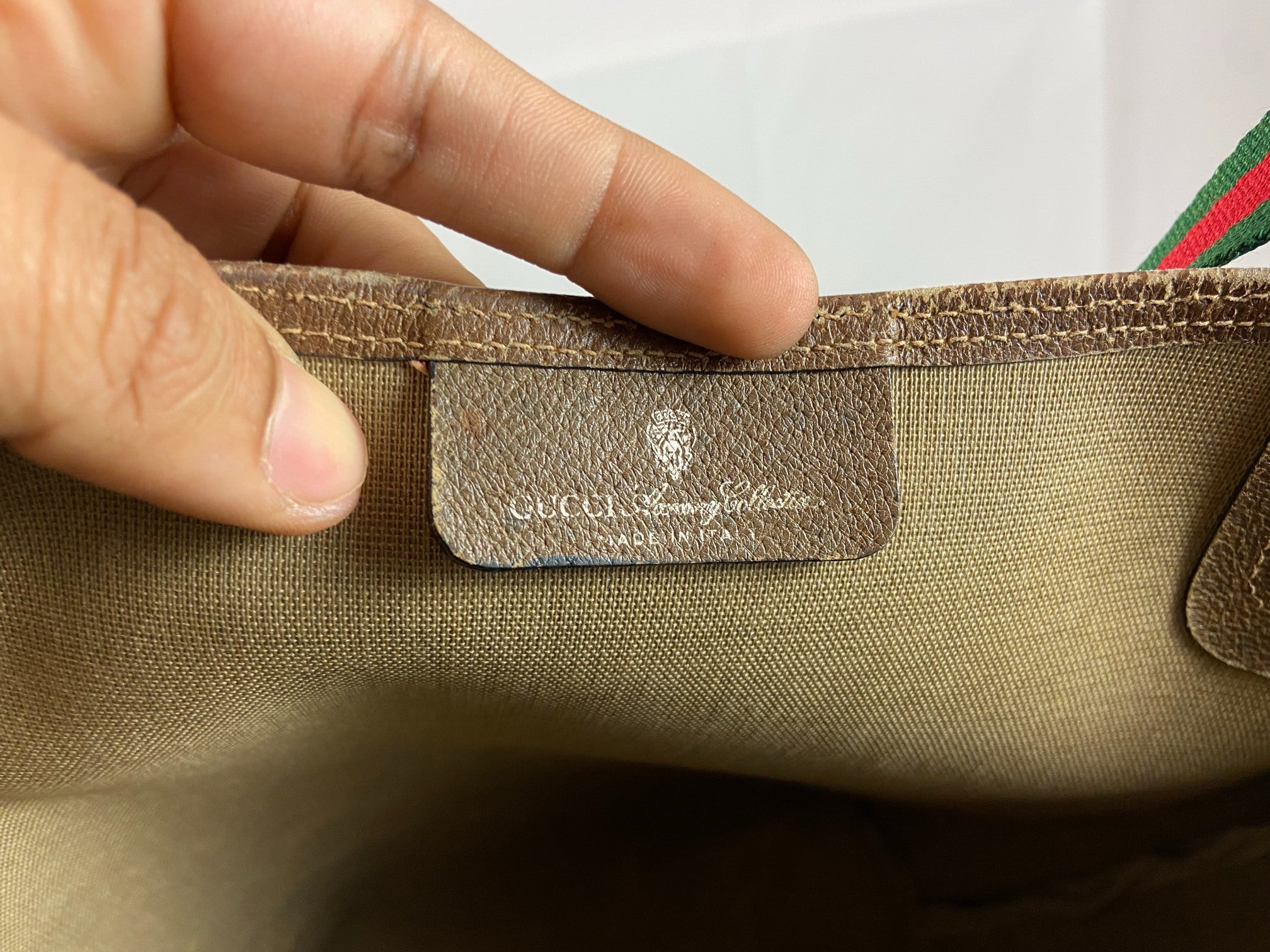 Gucci Sherry Line Hand / Tote Bag Beige GG Supreme Canvas