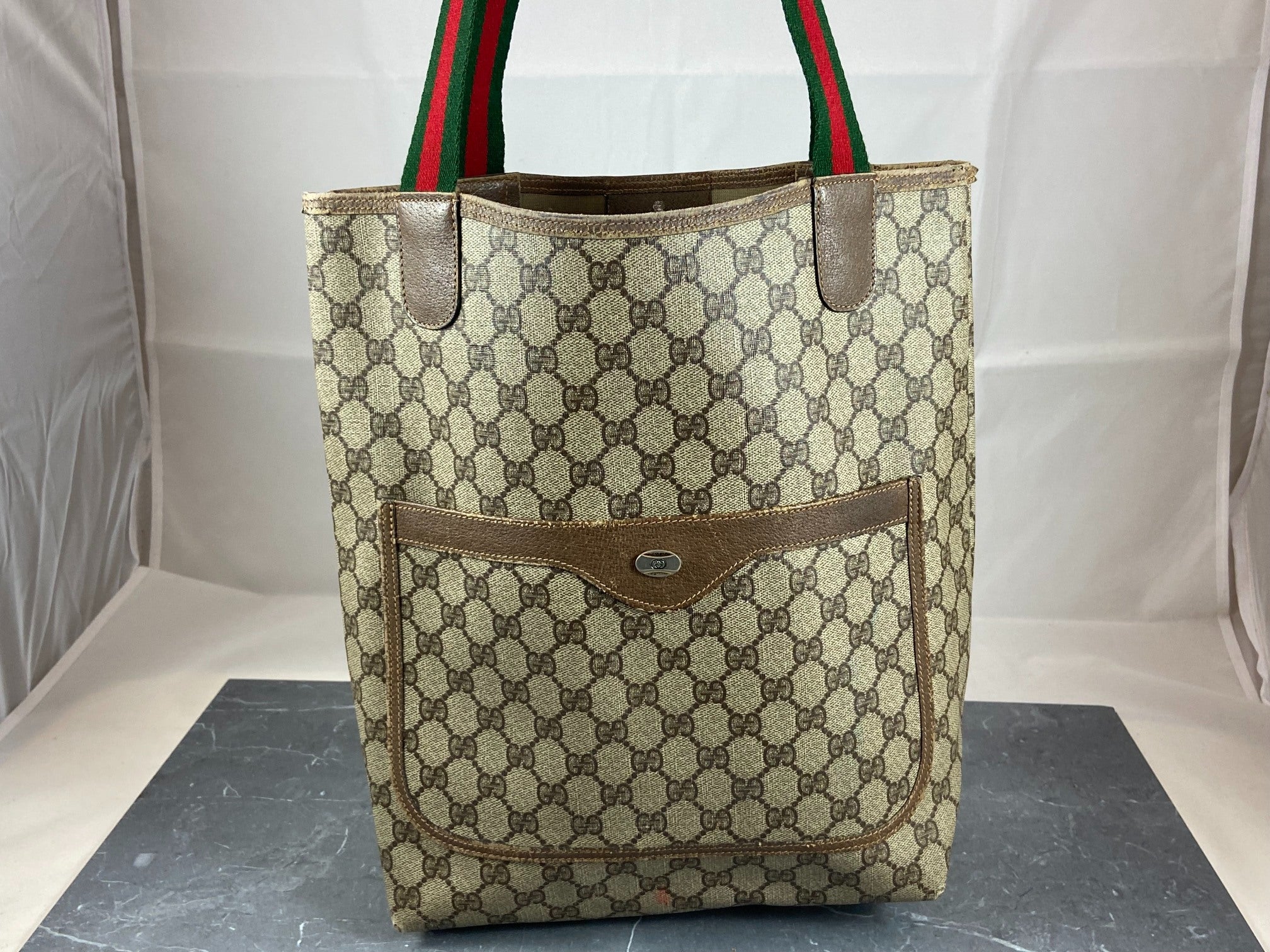 Gucci Sherry Line Hand / Tote Bag Beige GG Supreme Canvas