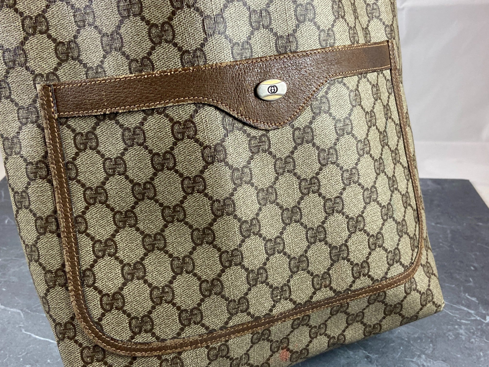 Gucci Sherry Line Hand / Tote Bag Beige GG Supreme Canvas