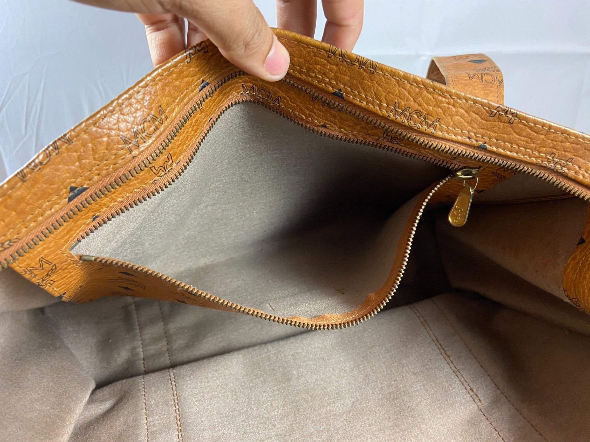 MCM Hand / Tote Bag Beige Visetos Cognac Monogram