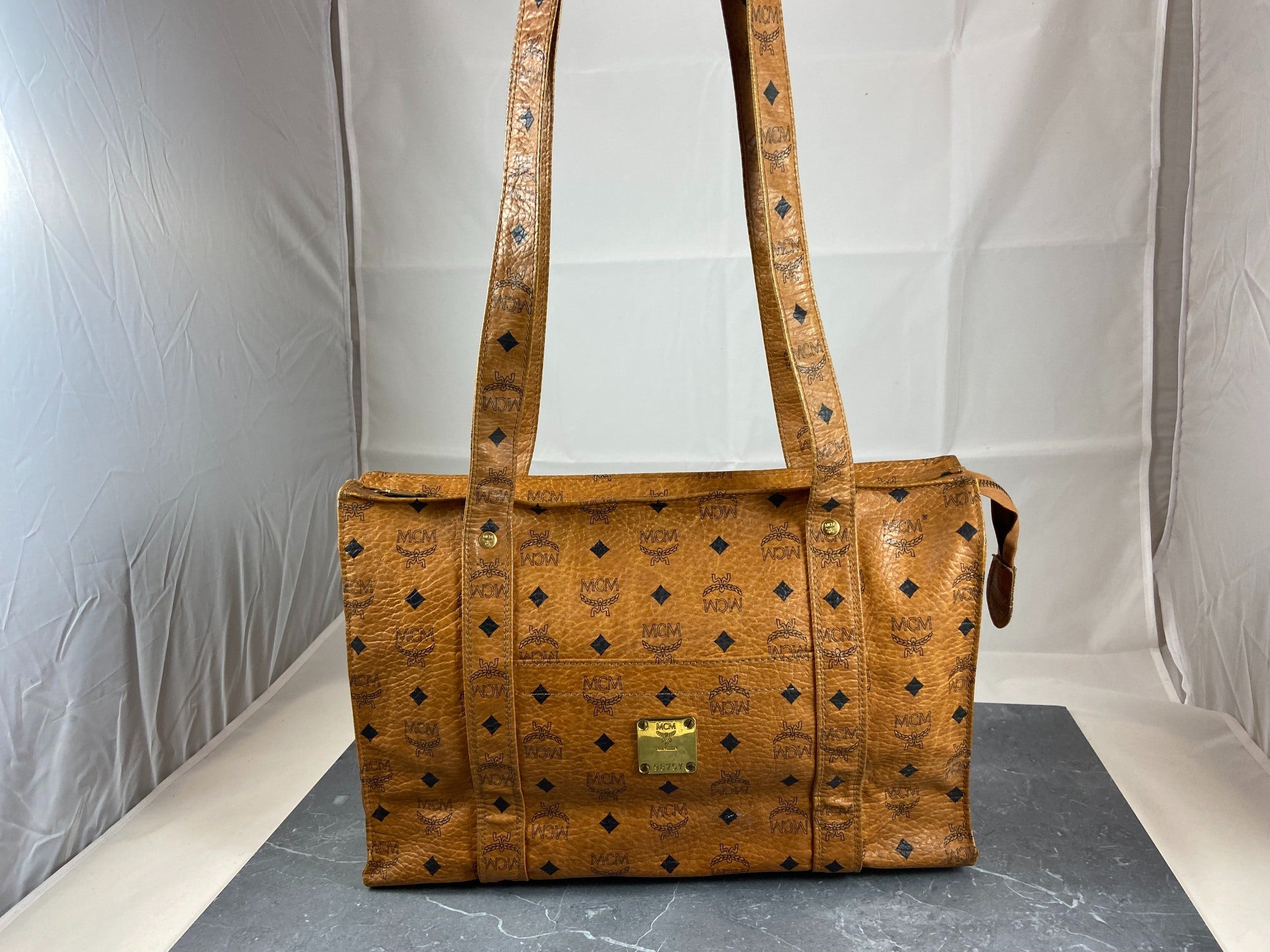 MCM Hand / Tote Bag Beige Visetos Cognac Monogram