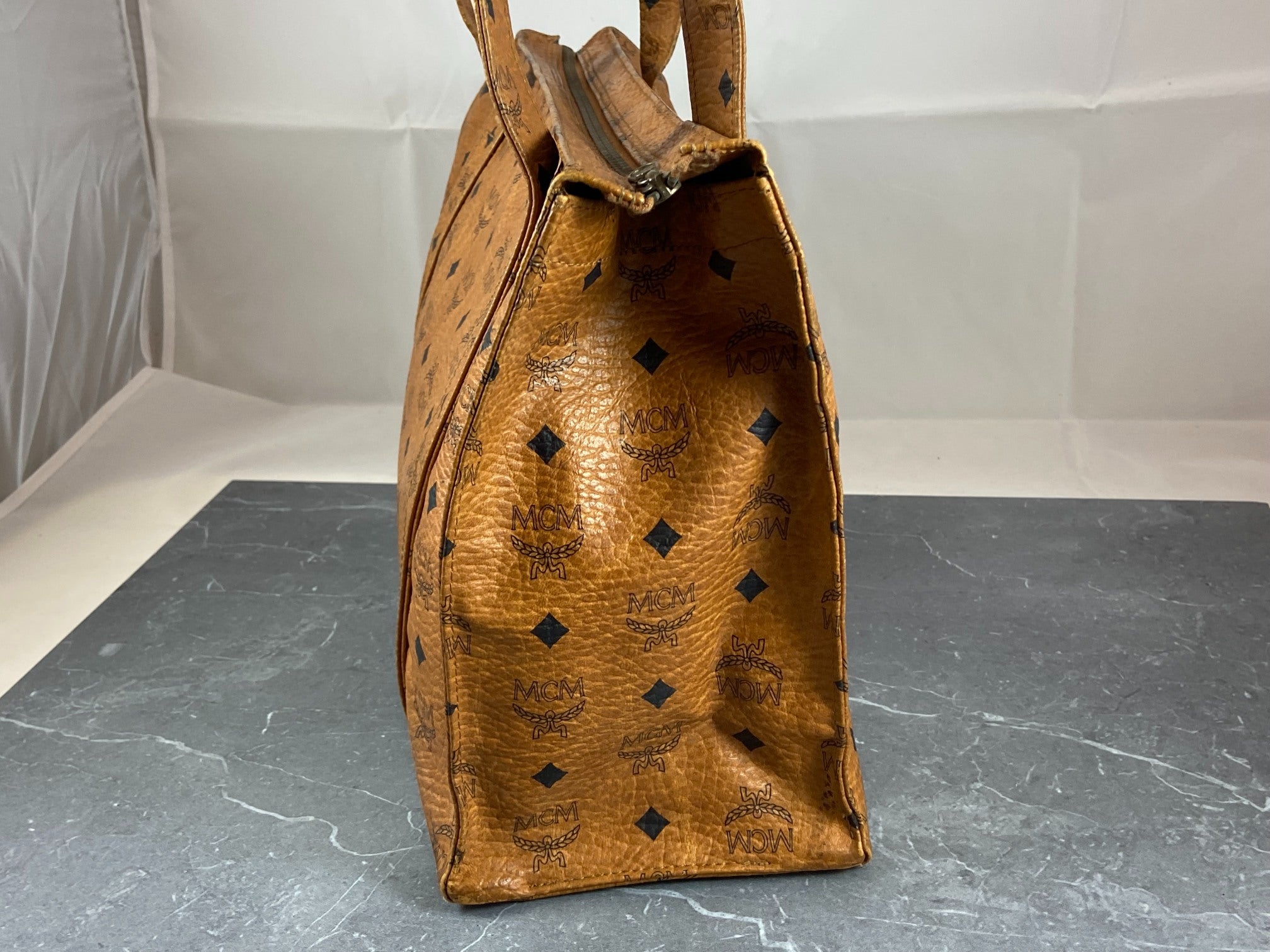 MCM Hand / Tote Bag Beige Visetos Cognac Monogram