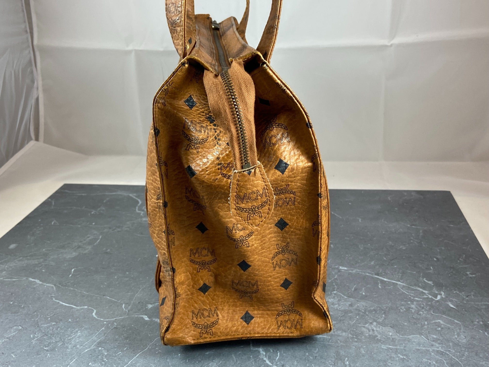 MCM Hand / Tote Bag Beige Visetos Cognac Monogram