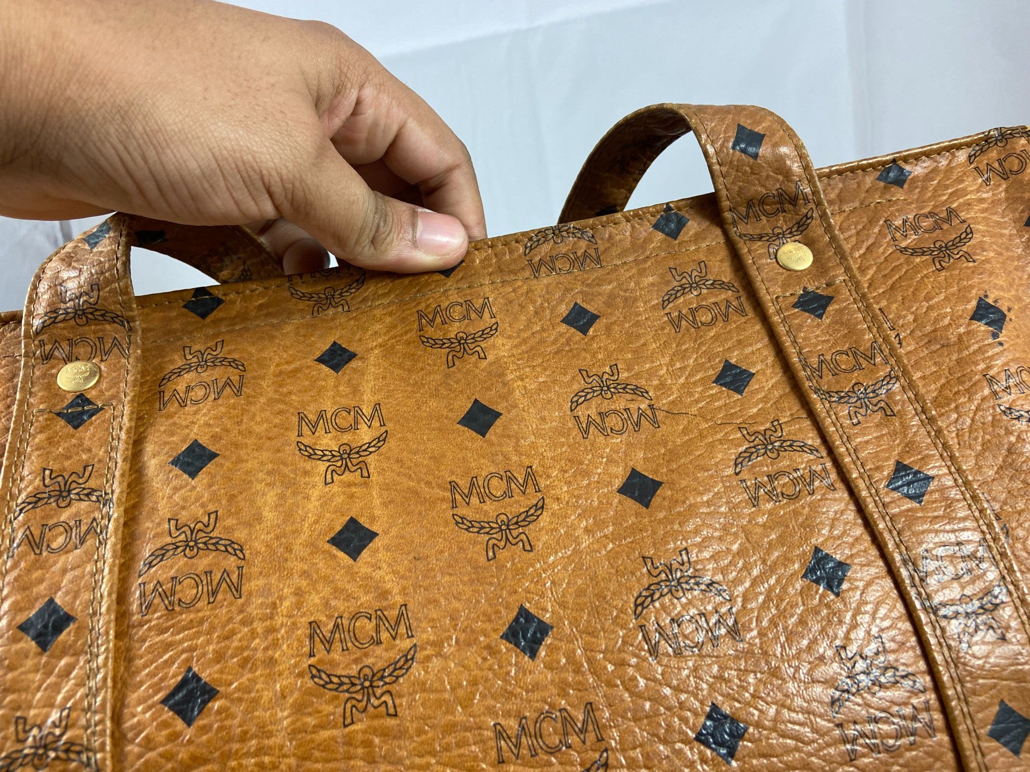 MCM Hand / Tote Bag Beige Visetos Cognac Monogram