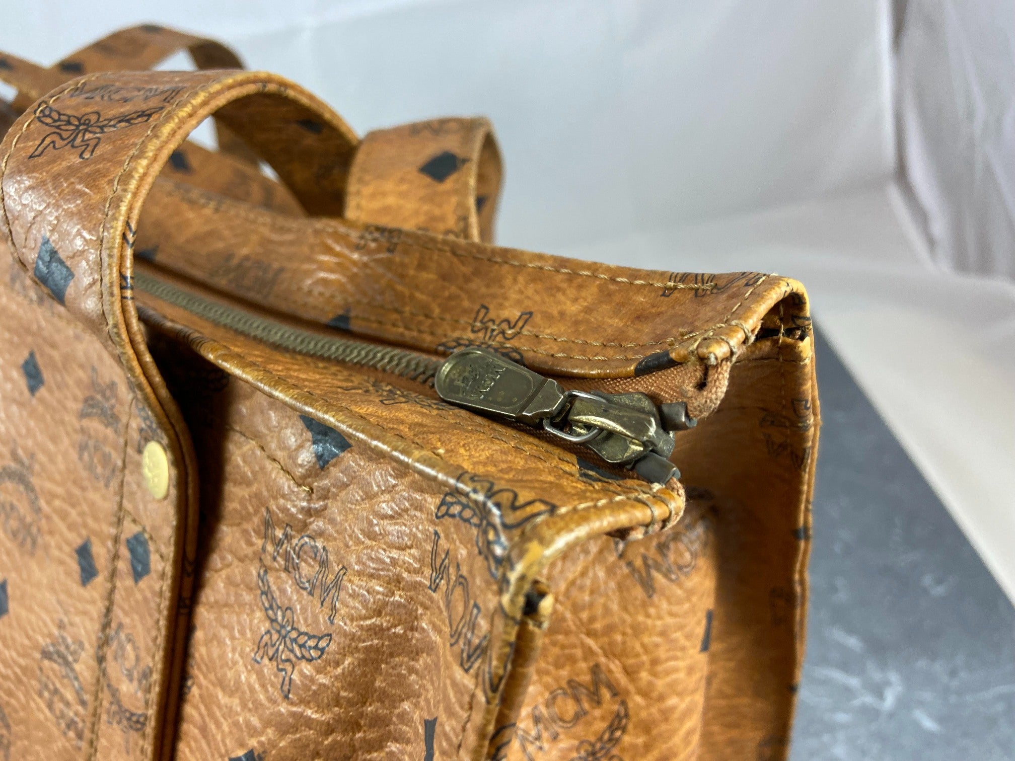 MCM Hand / Tote Bag Beige Visetos Cognac Monogram