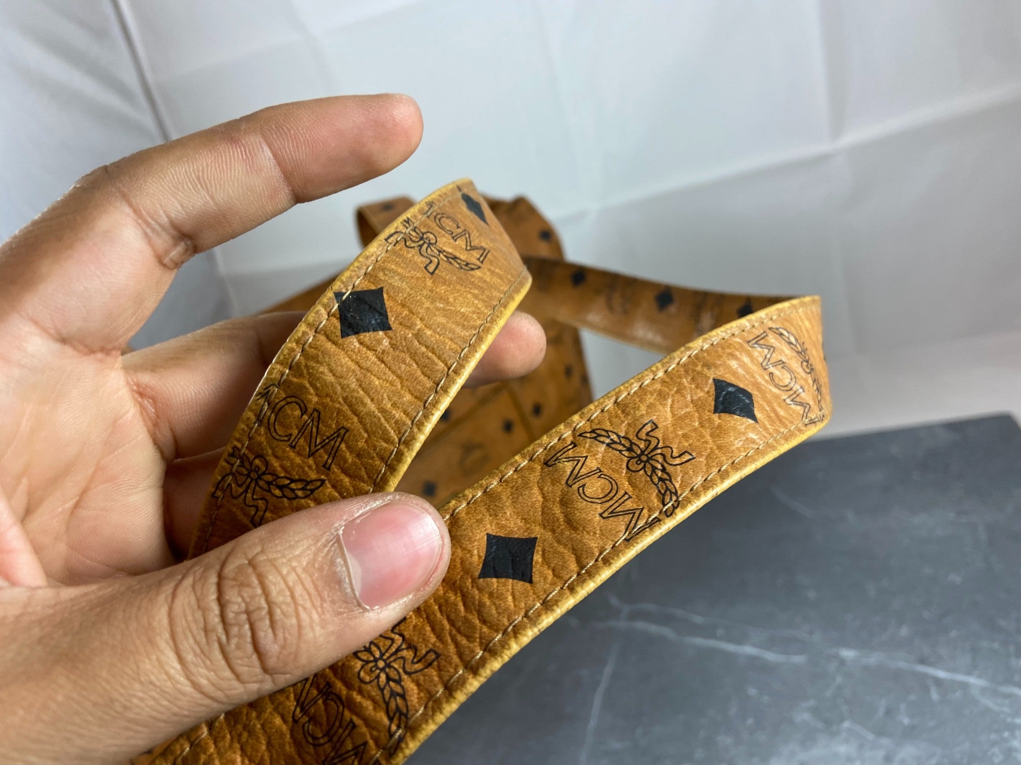 MCM Hand / Tote Bag Beige Visetos Cognac Monogram