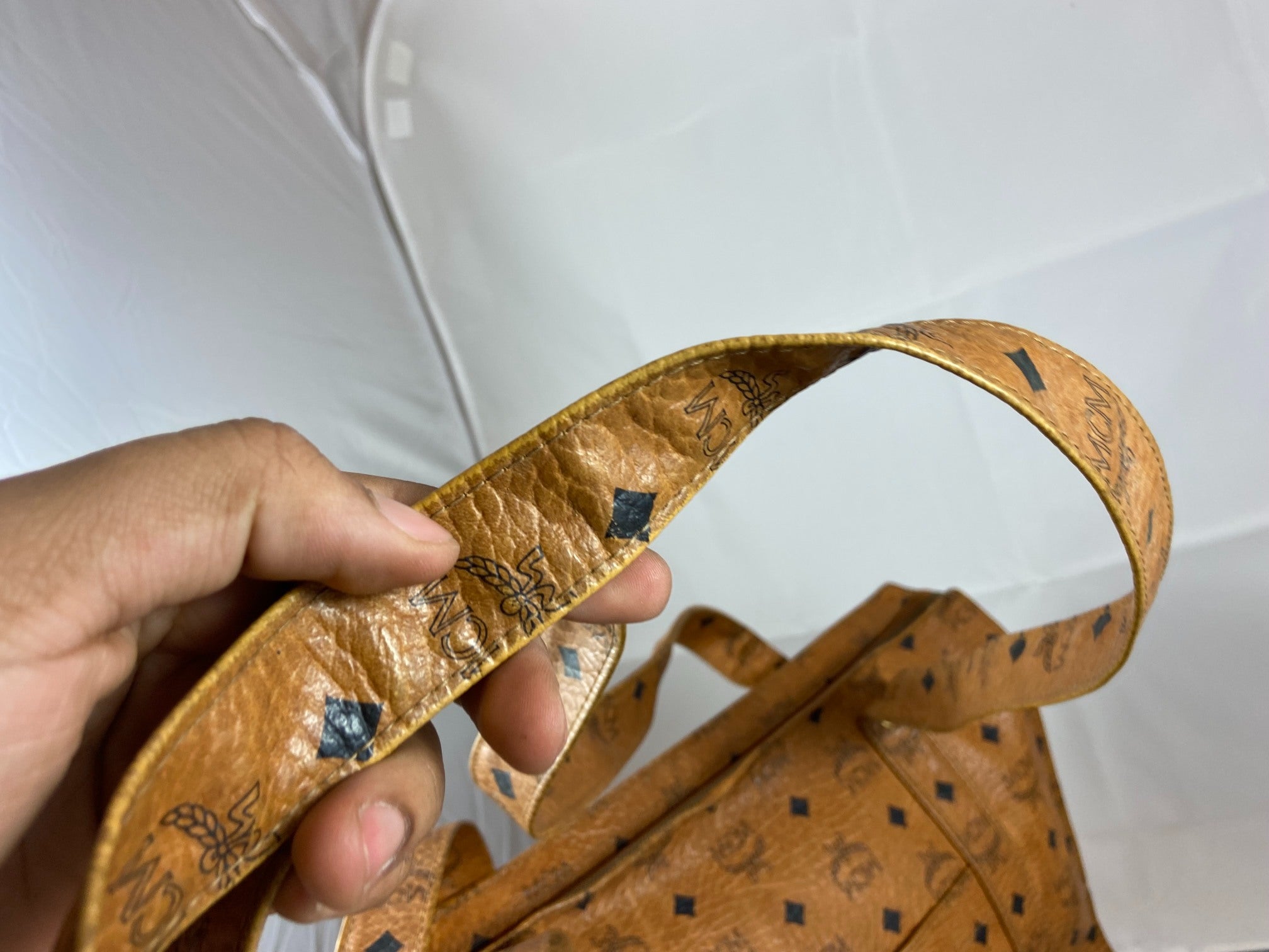 MCM Hand / Tote Bag Beige Visetos Cognac Monogram