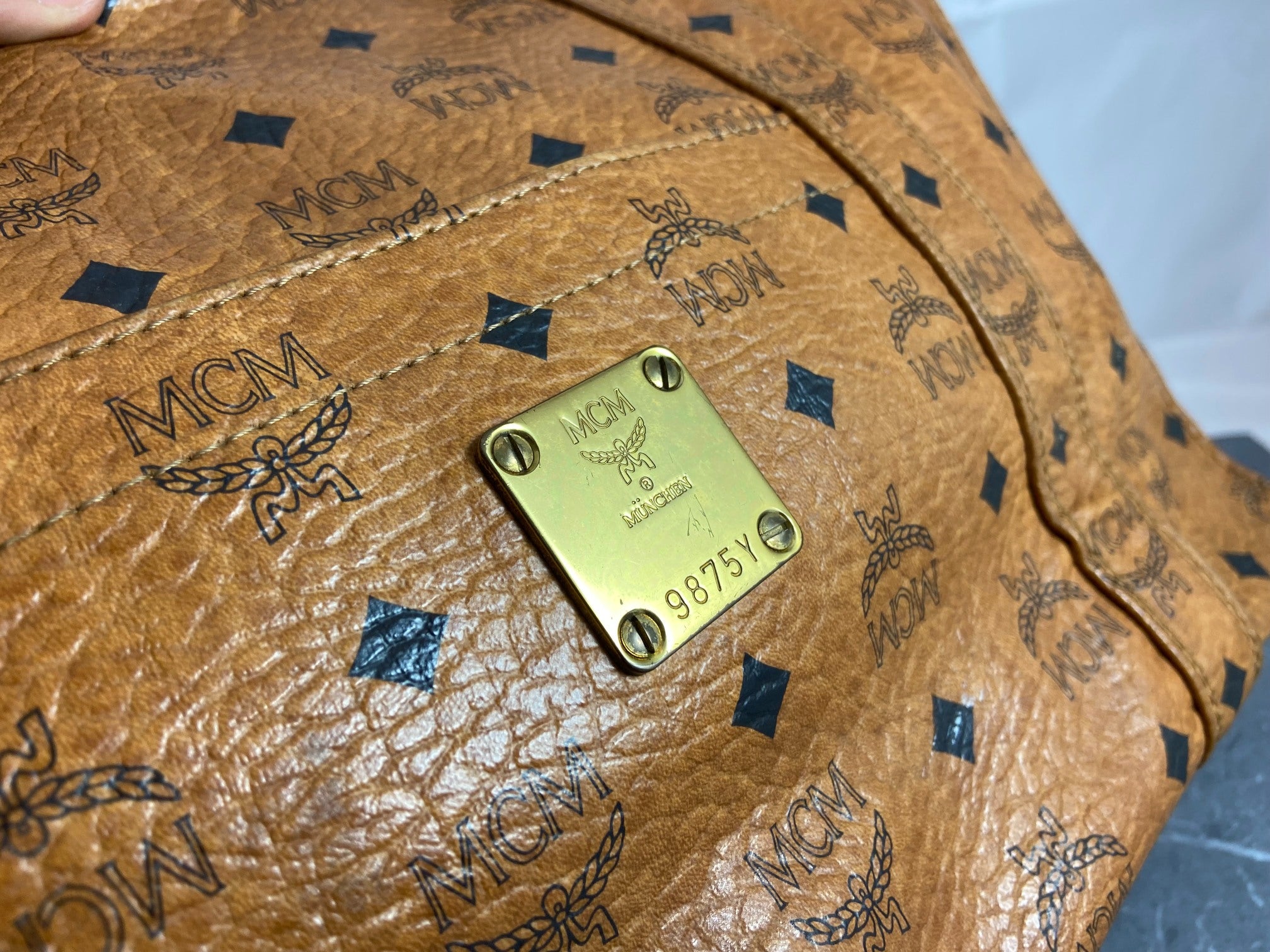 MCM Hand / Tote Bag Beige Visetos Cognac Monogram