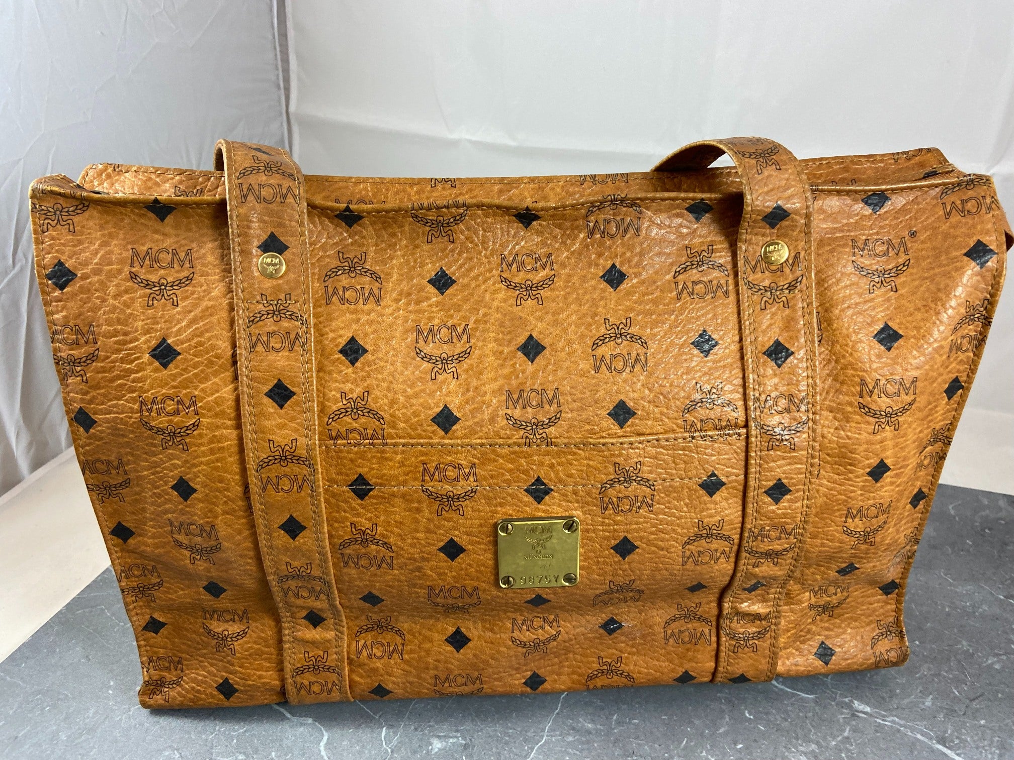 MCM Hand / Tote Bag Beige Visetos Cognac Monogram