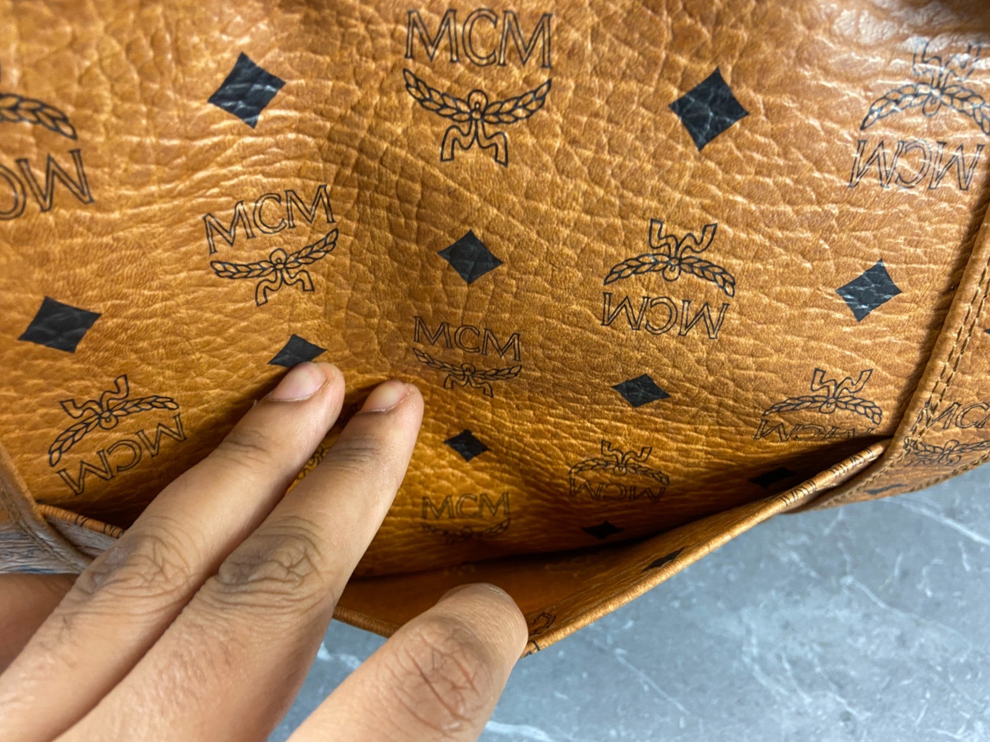 MCM Hand / Tote Bag Beige Visetos Cognac Monogram