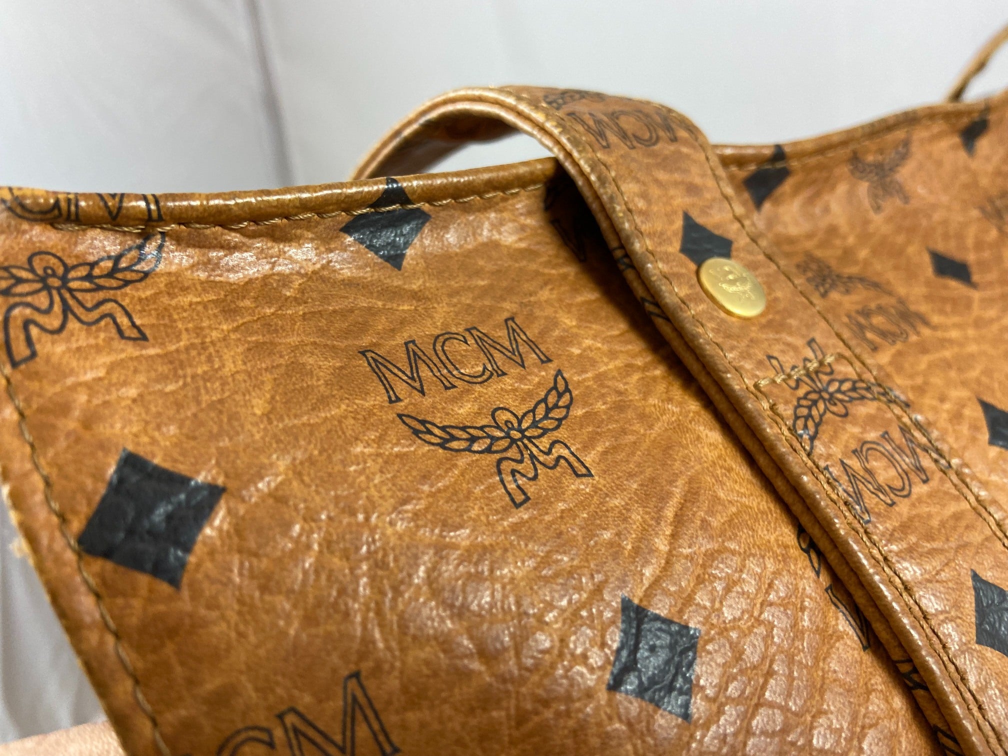 MCM Hand / Tote Bag Beige Visetos Cognac Monogram