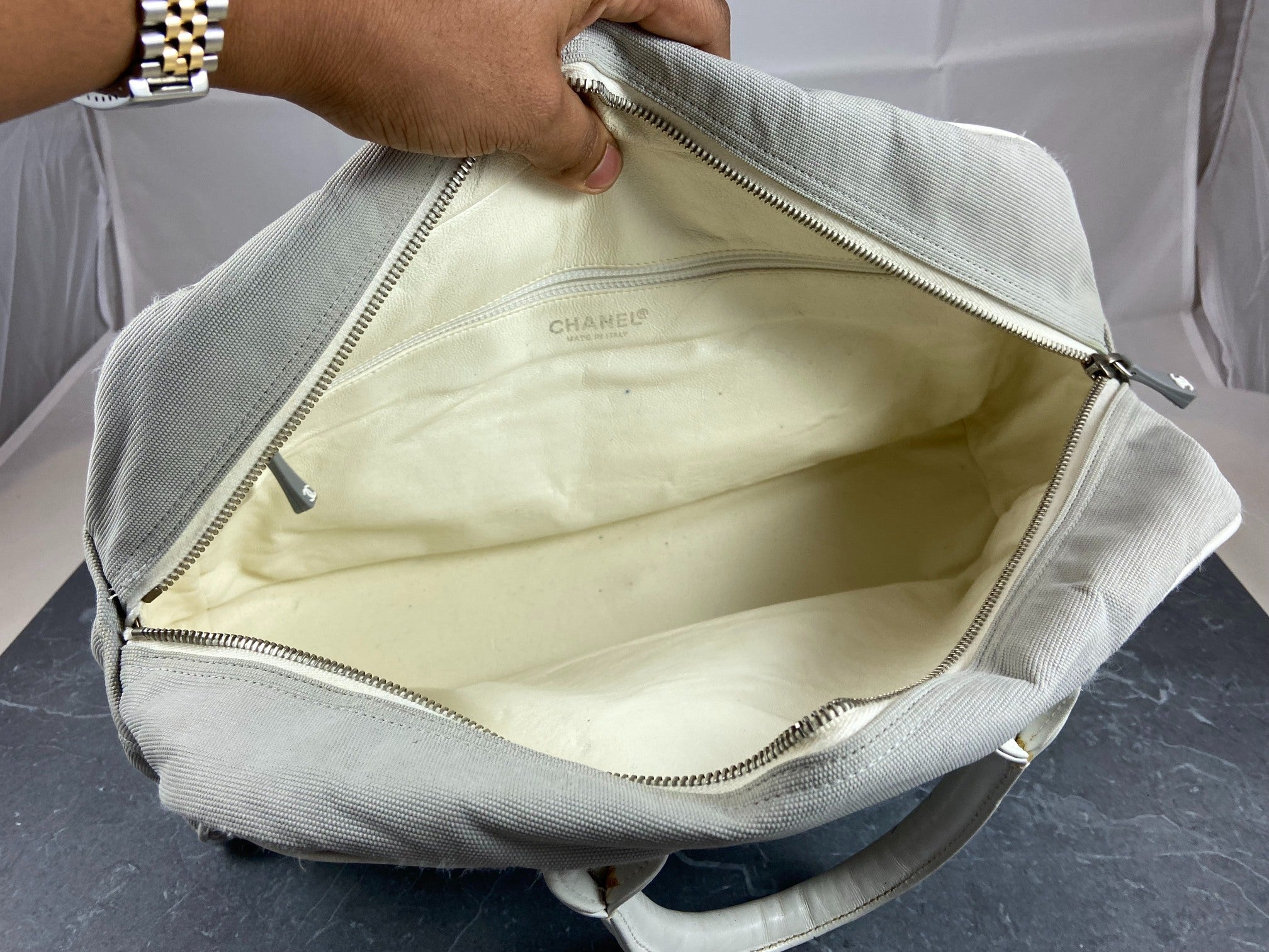 Chanel Bowling Bag Black Quilted Canvas