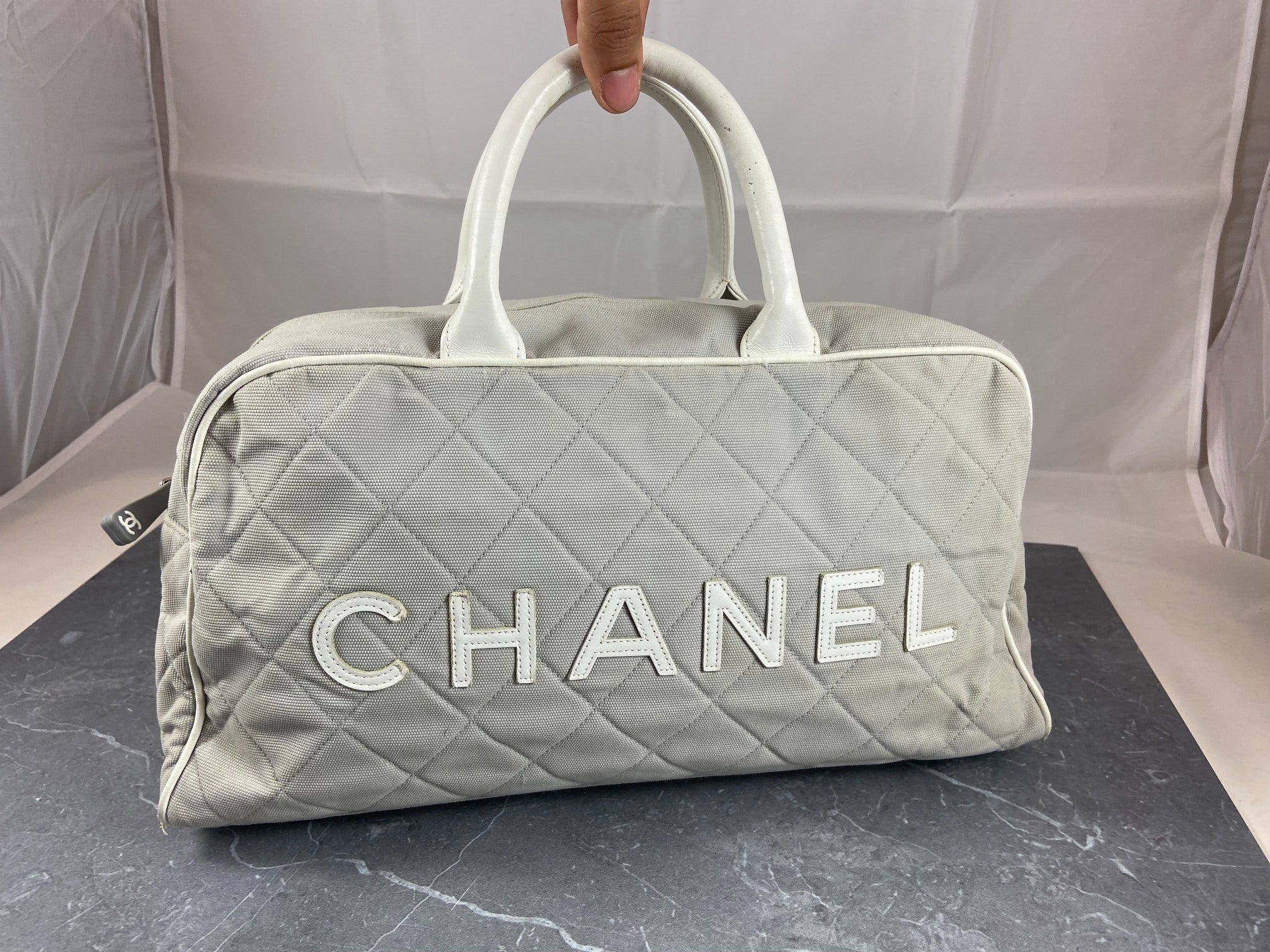 Chanel Bowling Bag Black Quilted Canvas