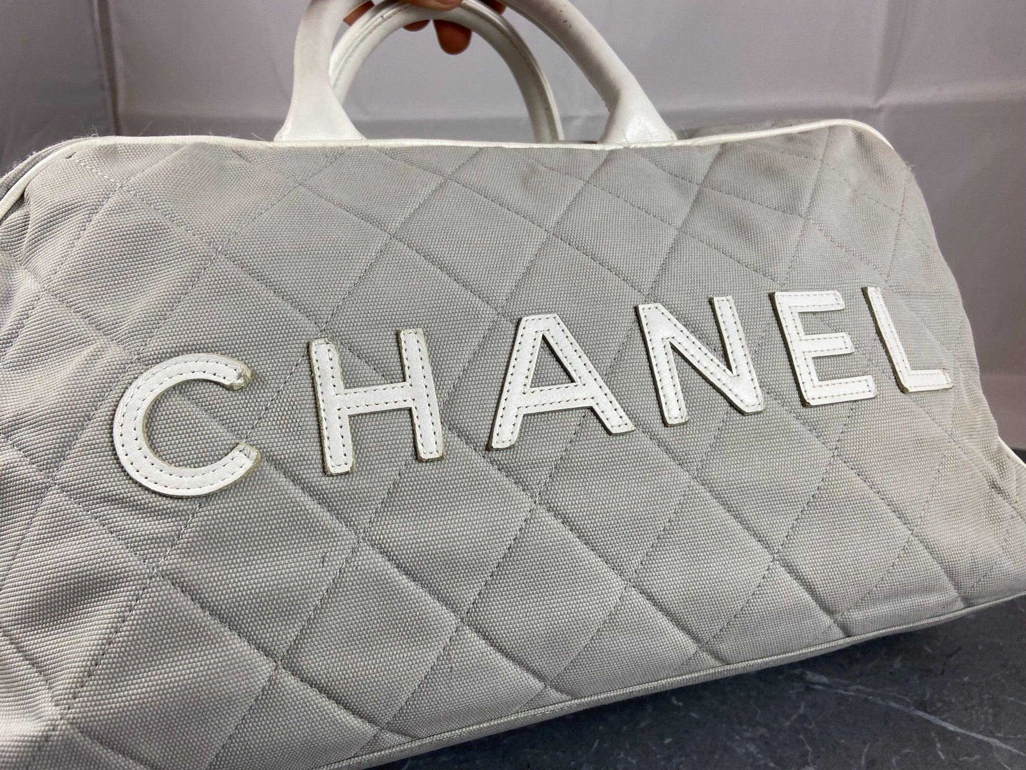 Chanel Bowling Bag Black Quilted Canvas