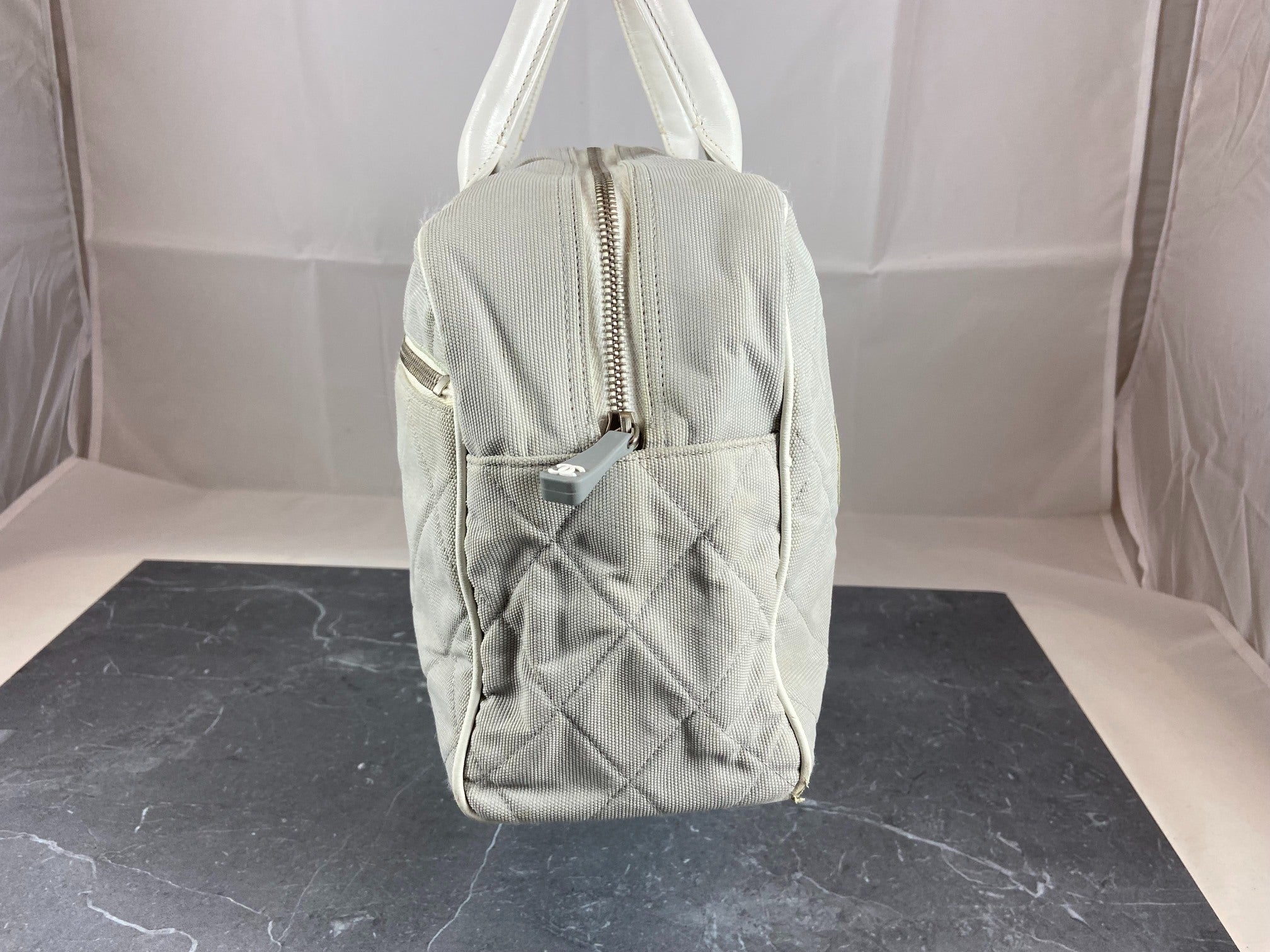 Chanel Bowling Bag Black Quilted Canvas