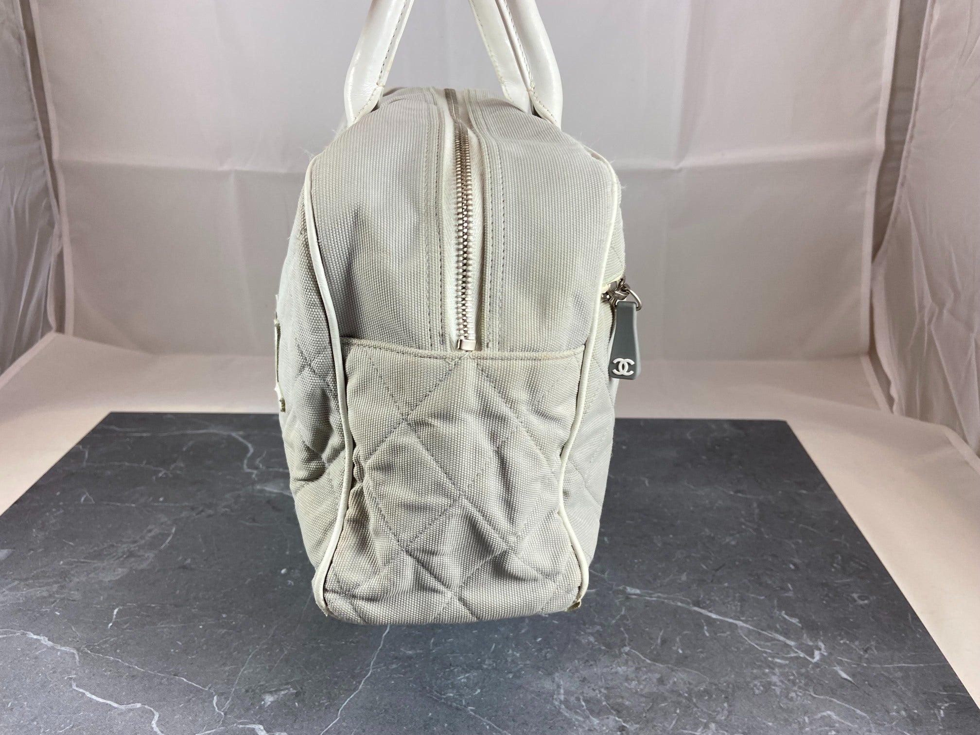 Chanel Bowling Bag Black Quilted Canvas