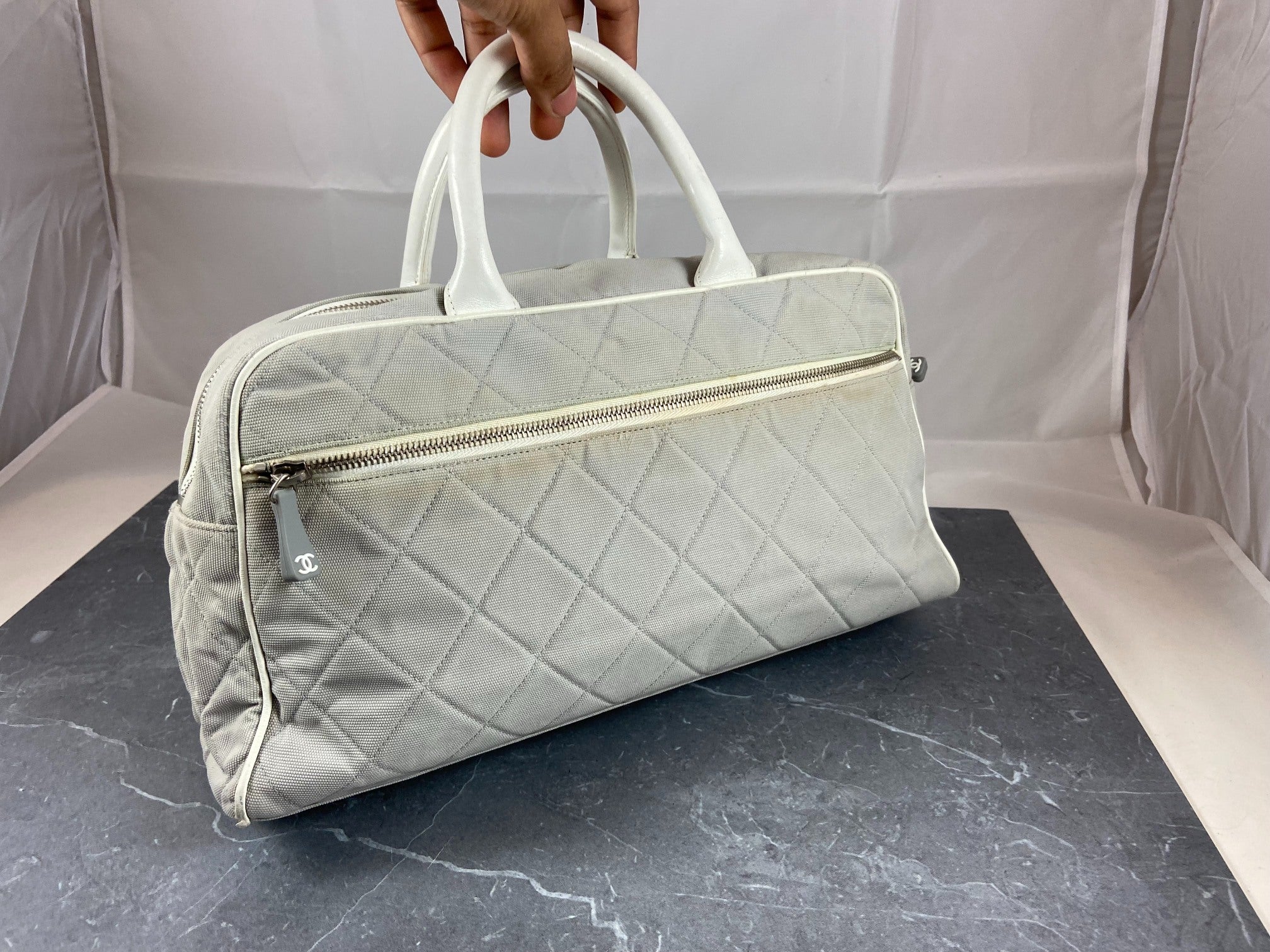 Chanel Bowling Bag Black Quilted Canvas