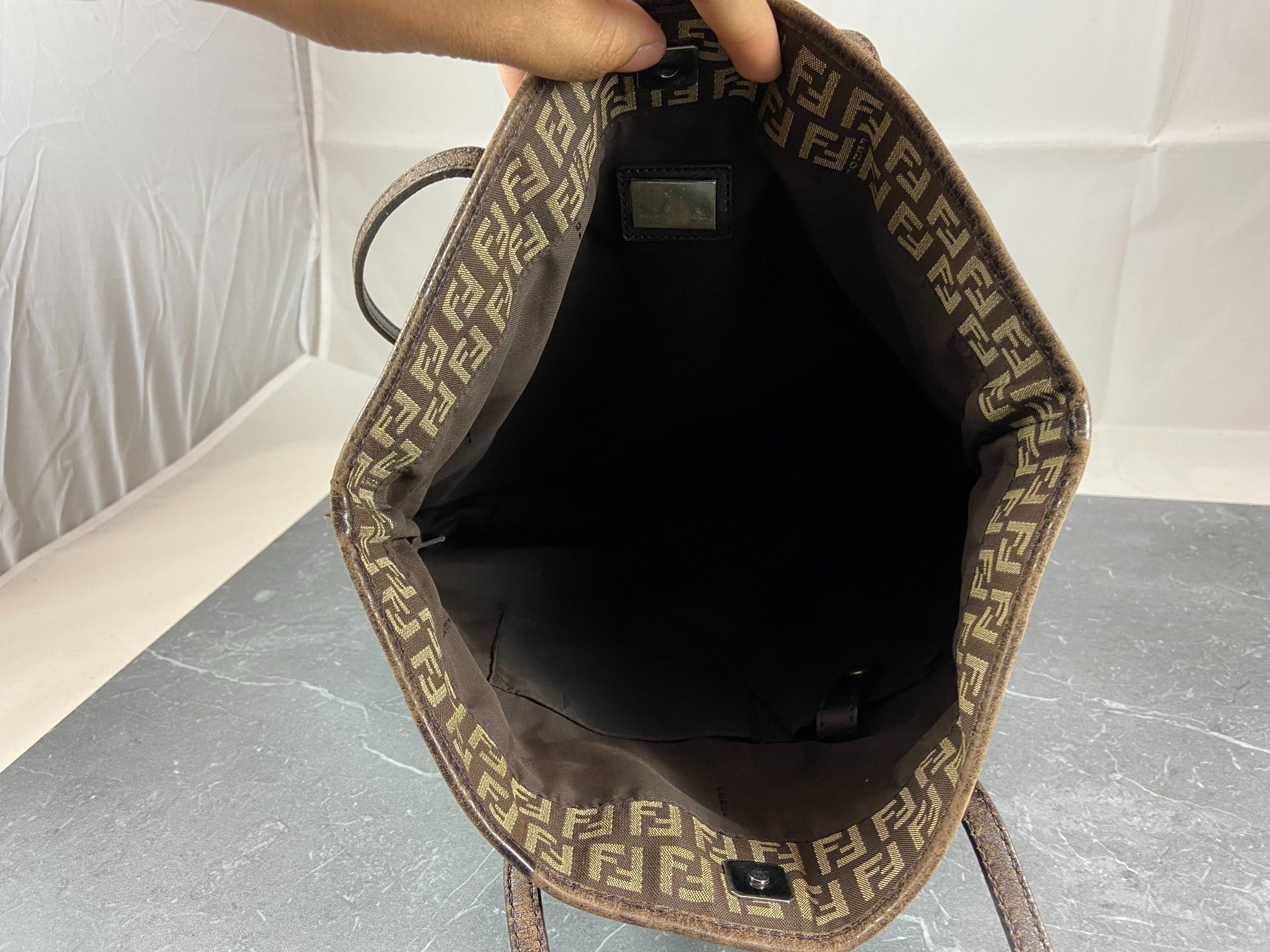 Fendi Hand / Shoulder Bag Black Zucchino Monogram