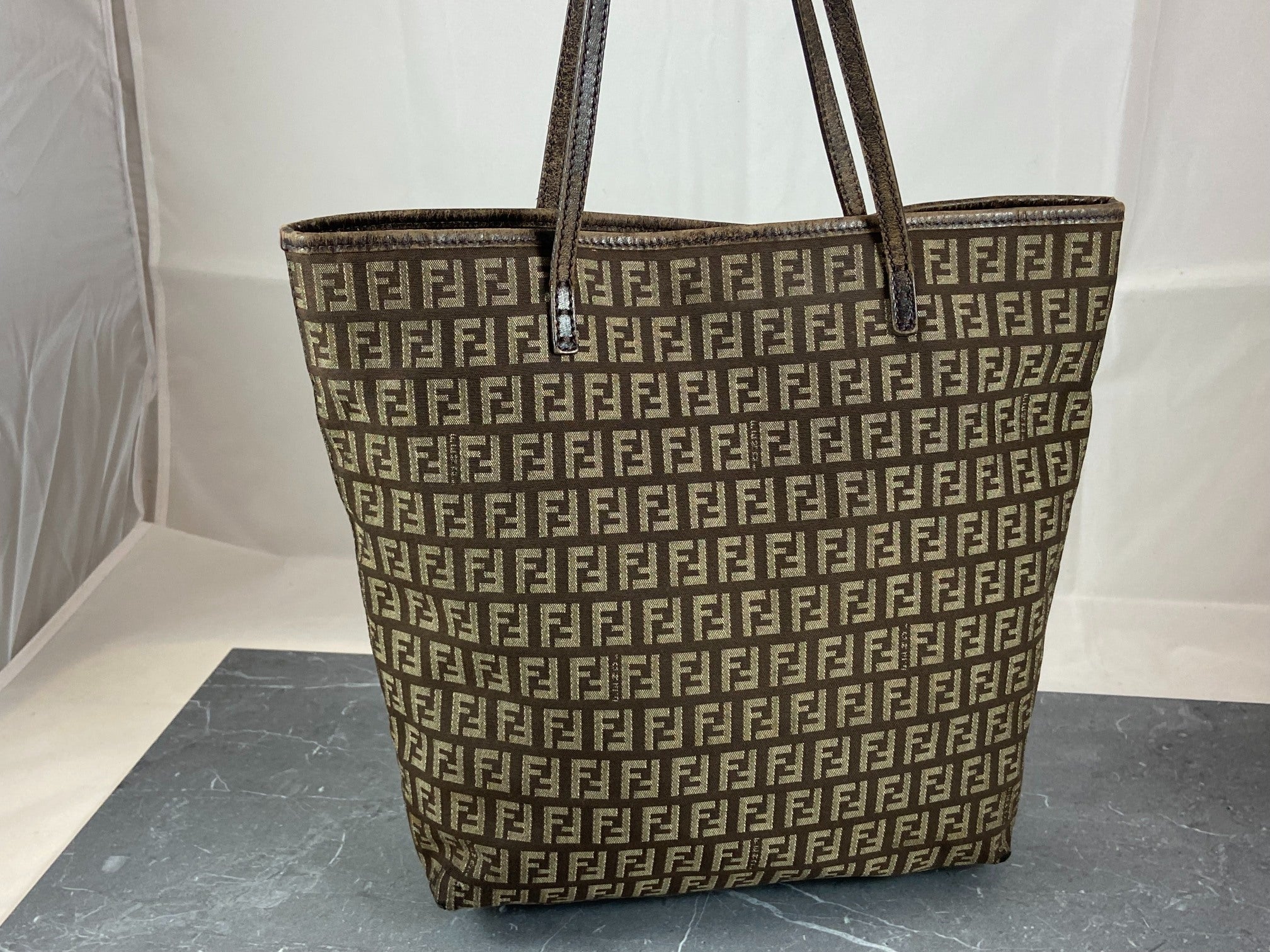 Fendi Hand / Shoulder Bag Black Zucchino Monogram