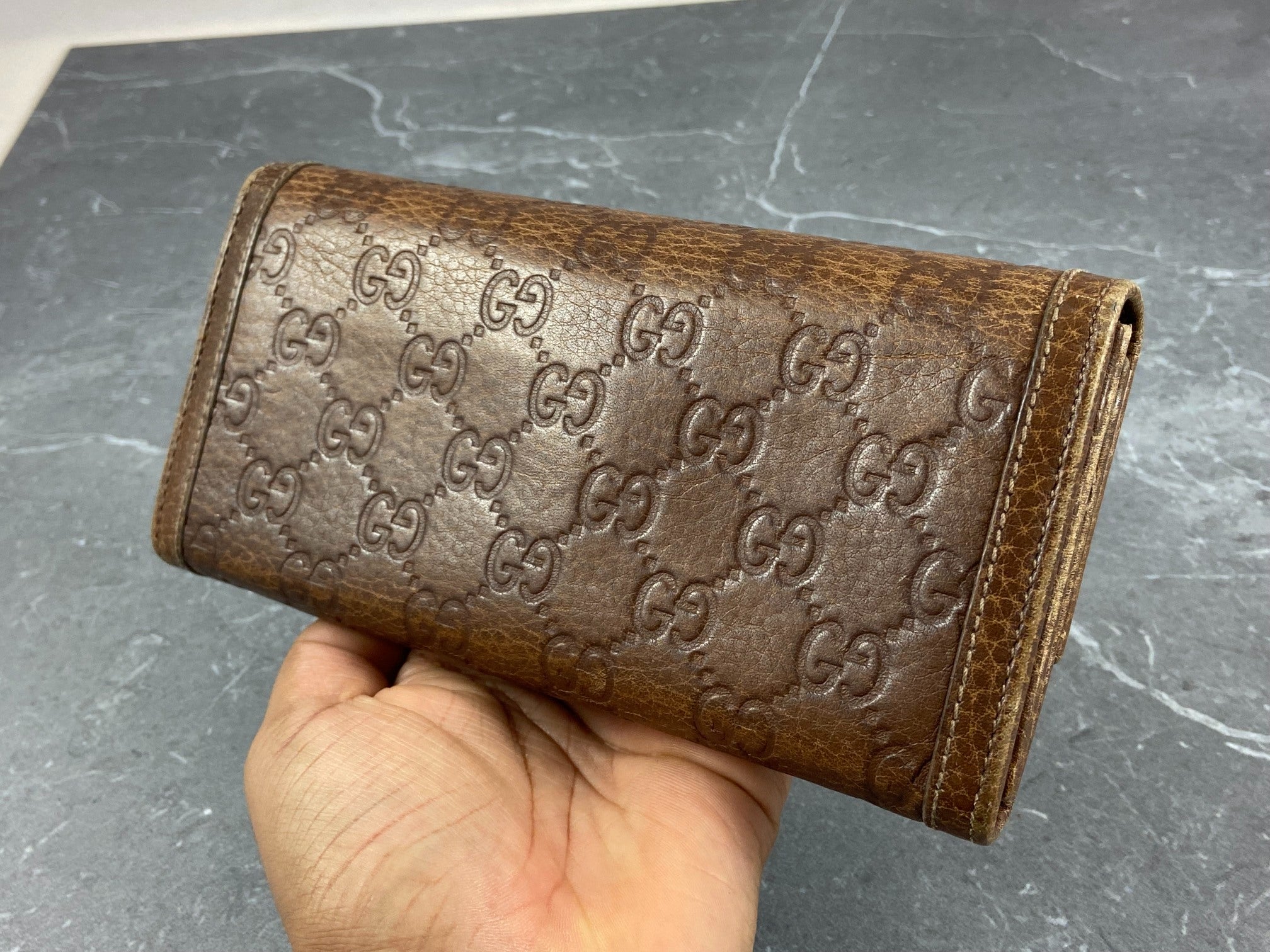 Gucci Long Wallet Brown GG Monogram Leather