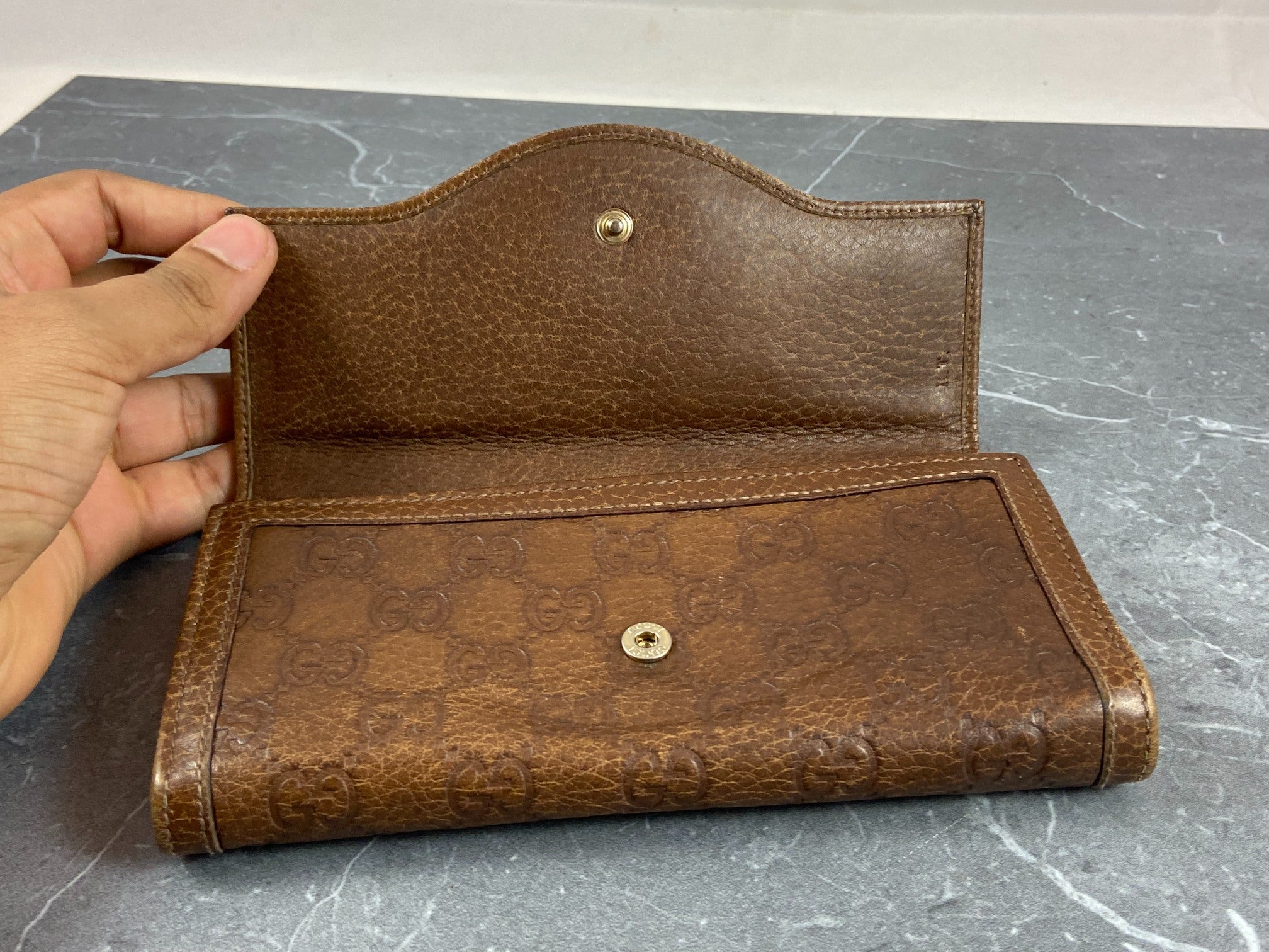 Gucci Long Wallet Brown GG Monogram Leather
