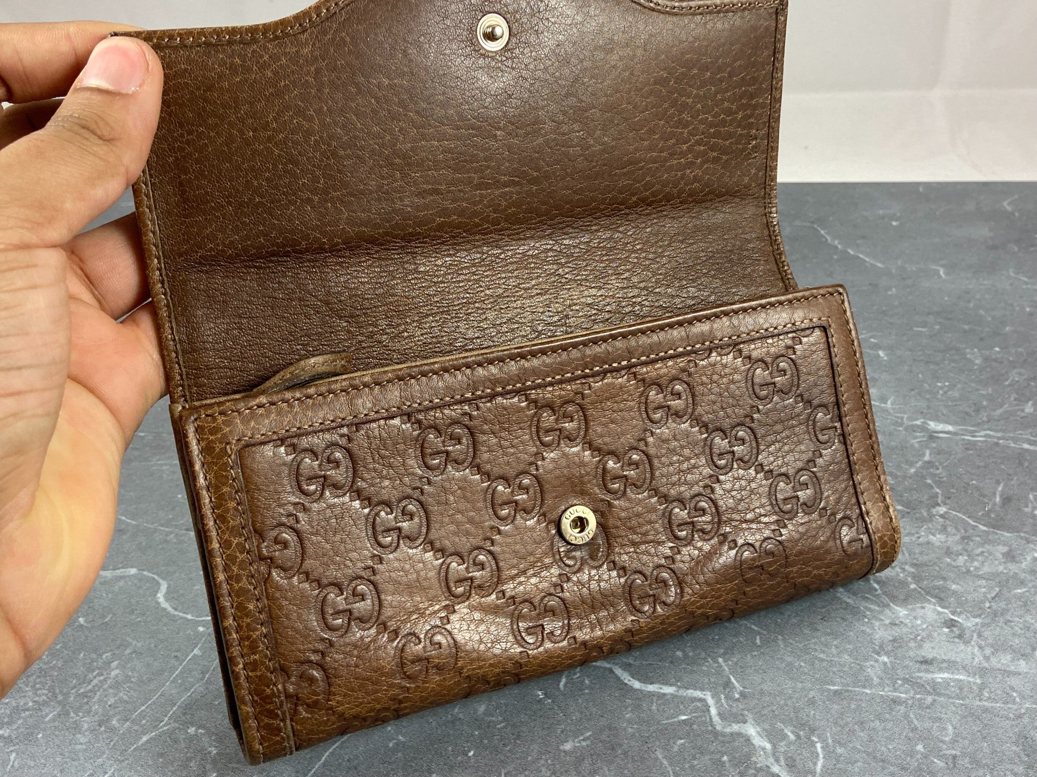 Gucci Long Wallet Brown GG Monogram Leather