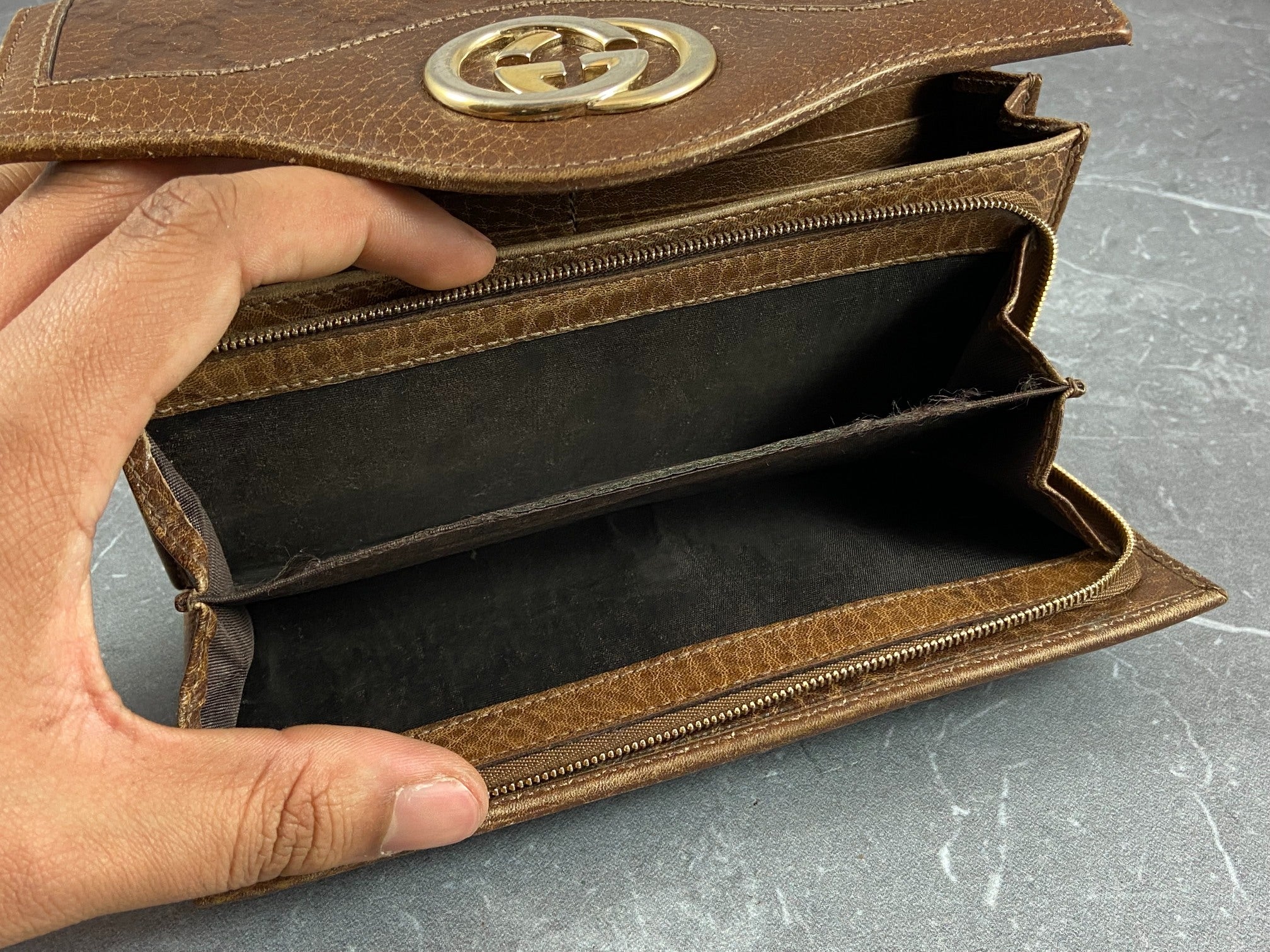 Gucci Long Wallet Brown GG Monogram Leather