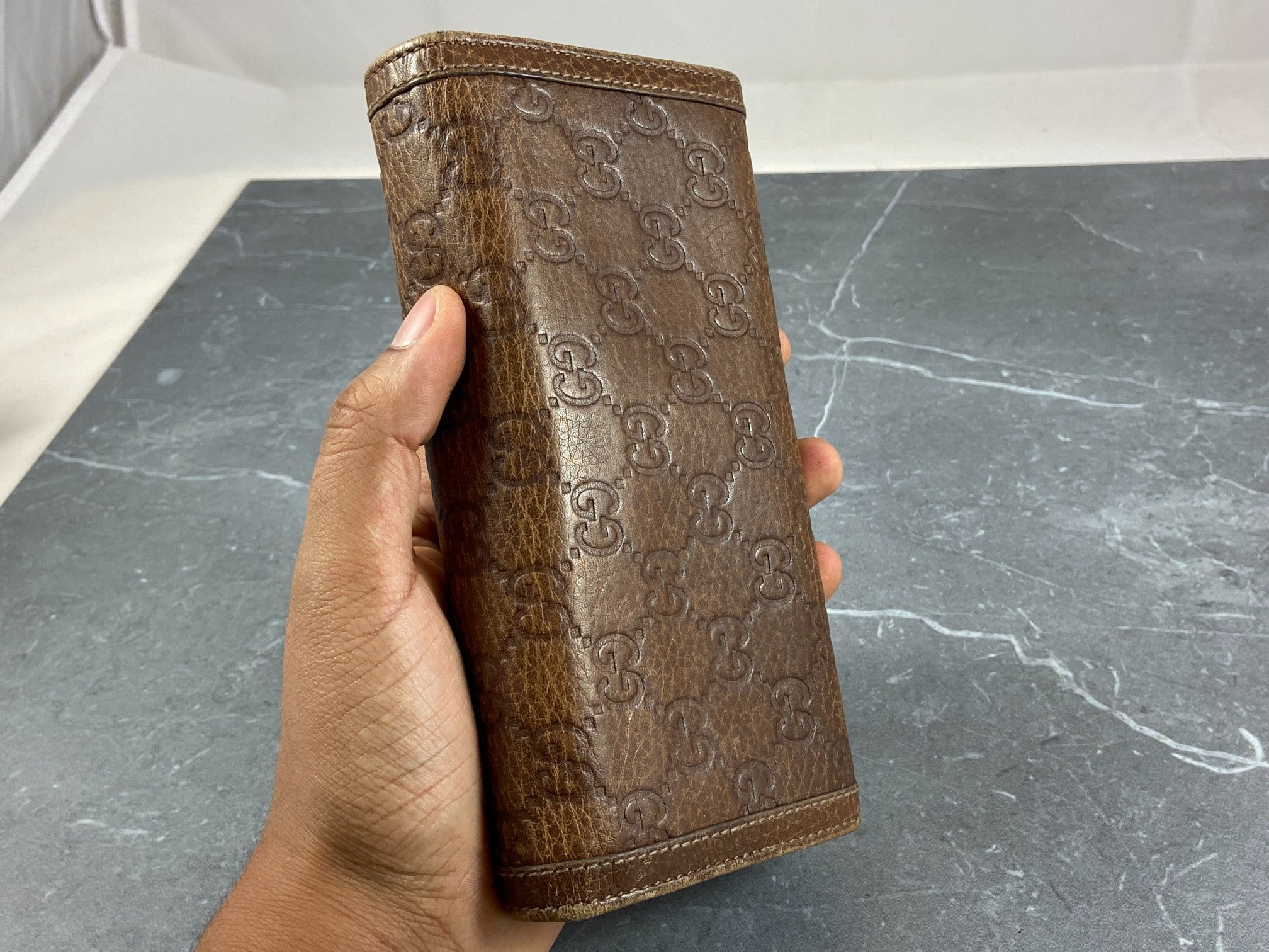 Gucci Long Wallet Brown GG Monogram Leather