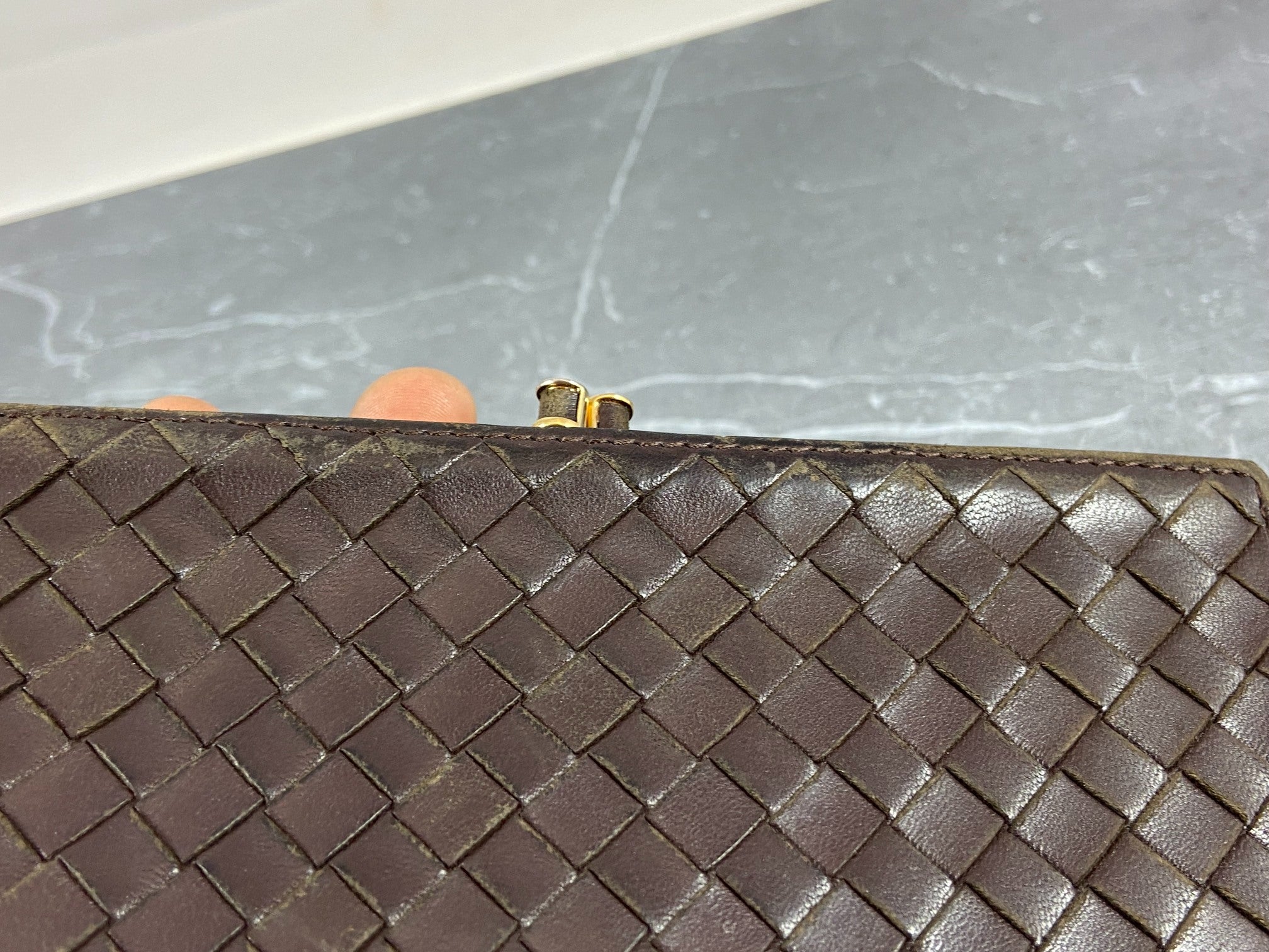 Bottega Veneta Woven Leather Long Wallet Brown