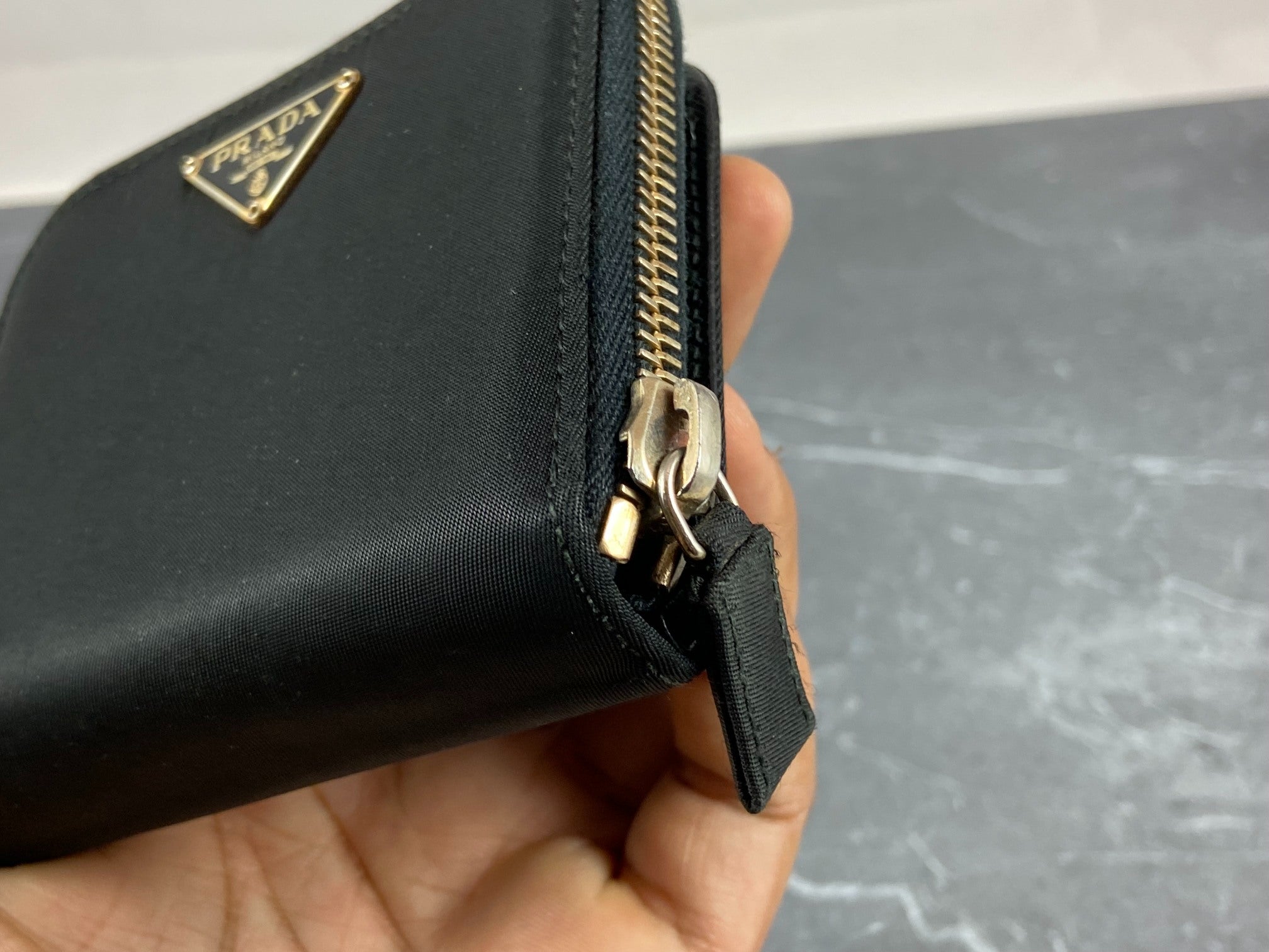 Prada Tessuto Nylon Compact Zip Wallet Black
