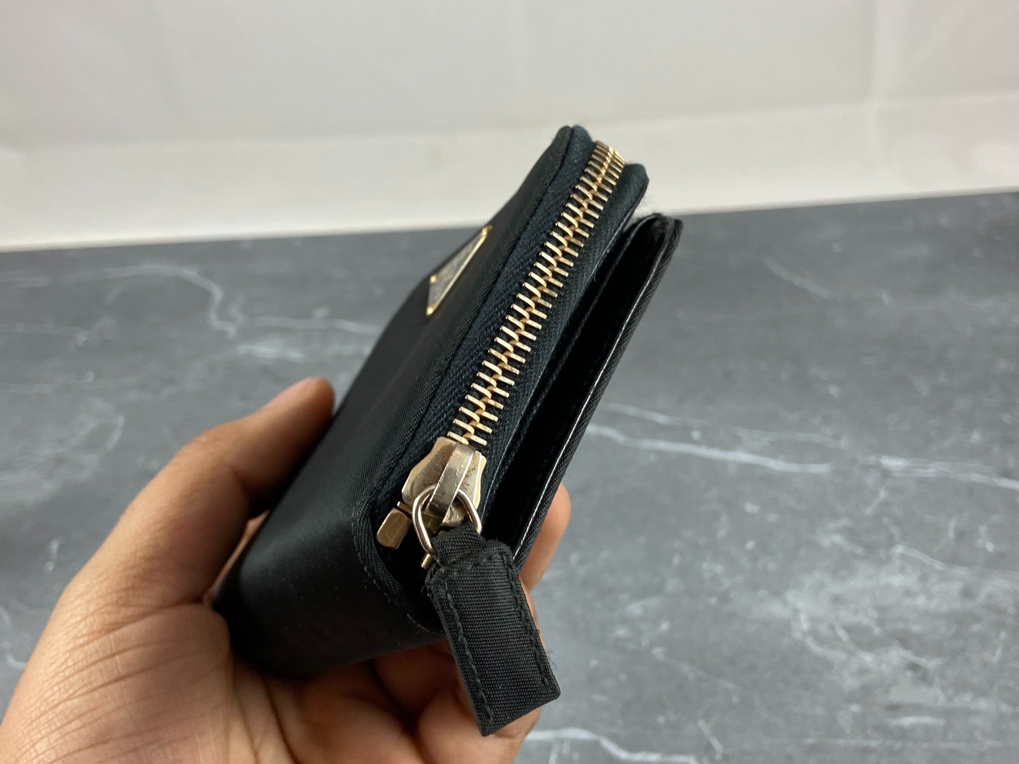 Prada Tessuto Nylon Compact Zip Wallet Black