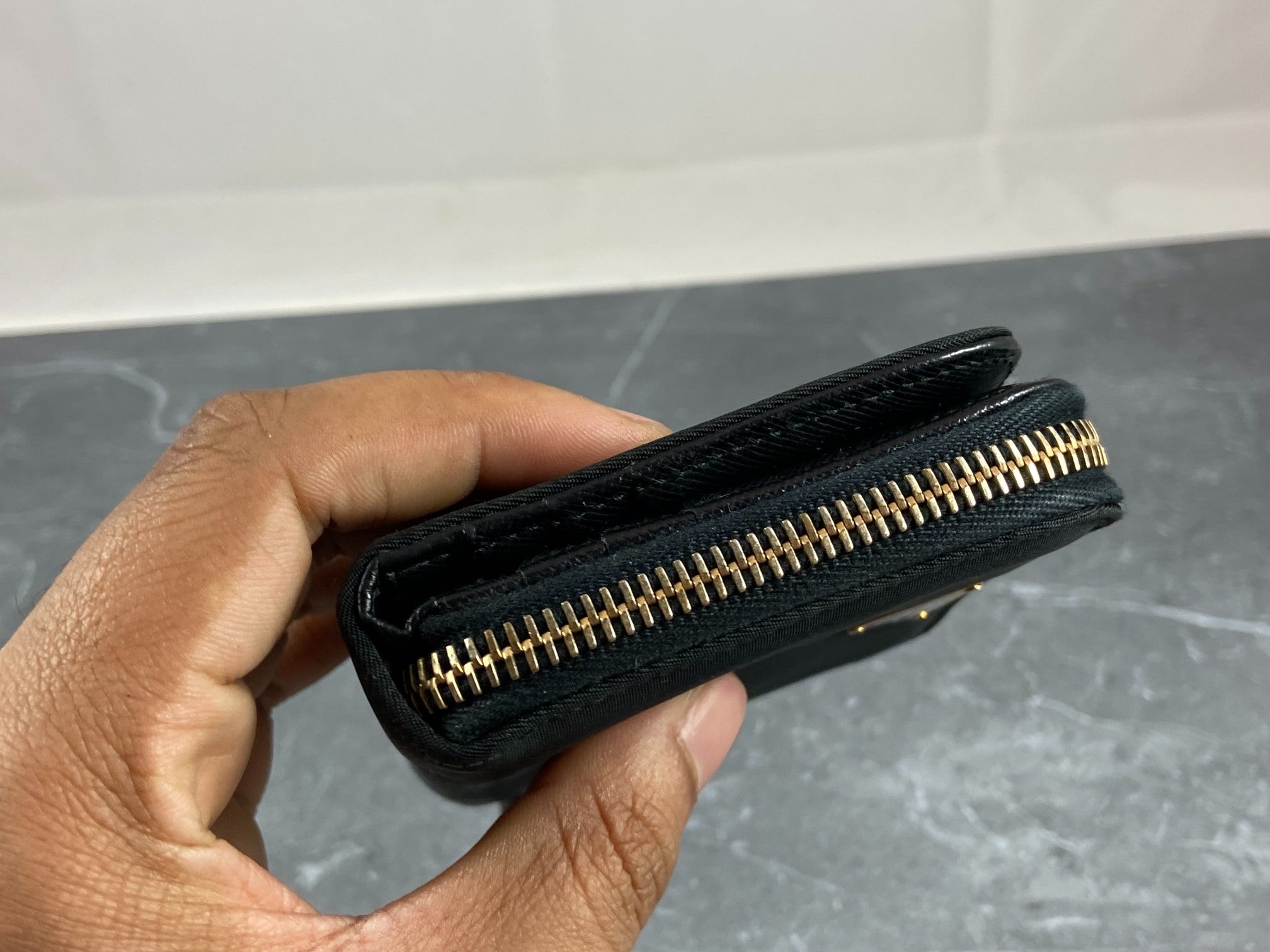 Prada Tessuto Nylon Compact Zip Wallet Black