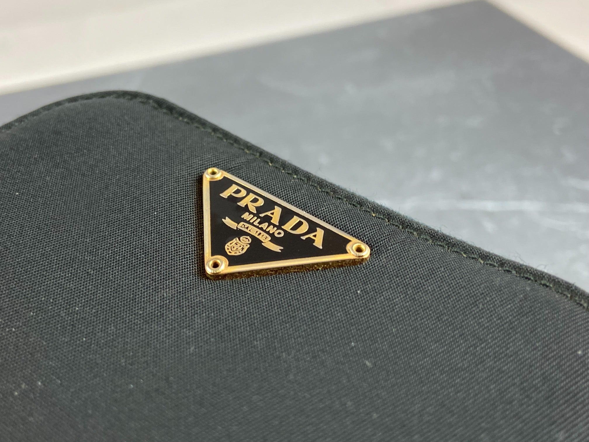 Prada Tessuto Nylon Compact Zip Wallet Black